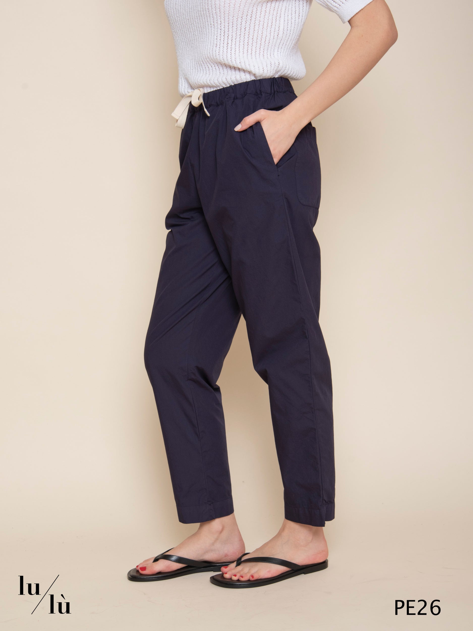 Fedra - Pantalone donna con coulisse in cotone