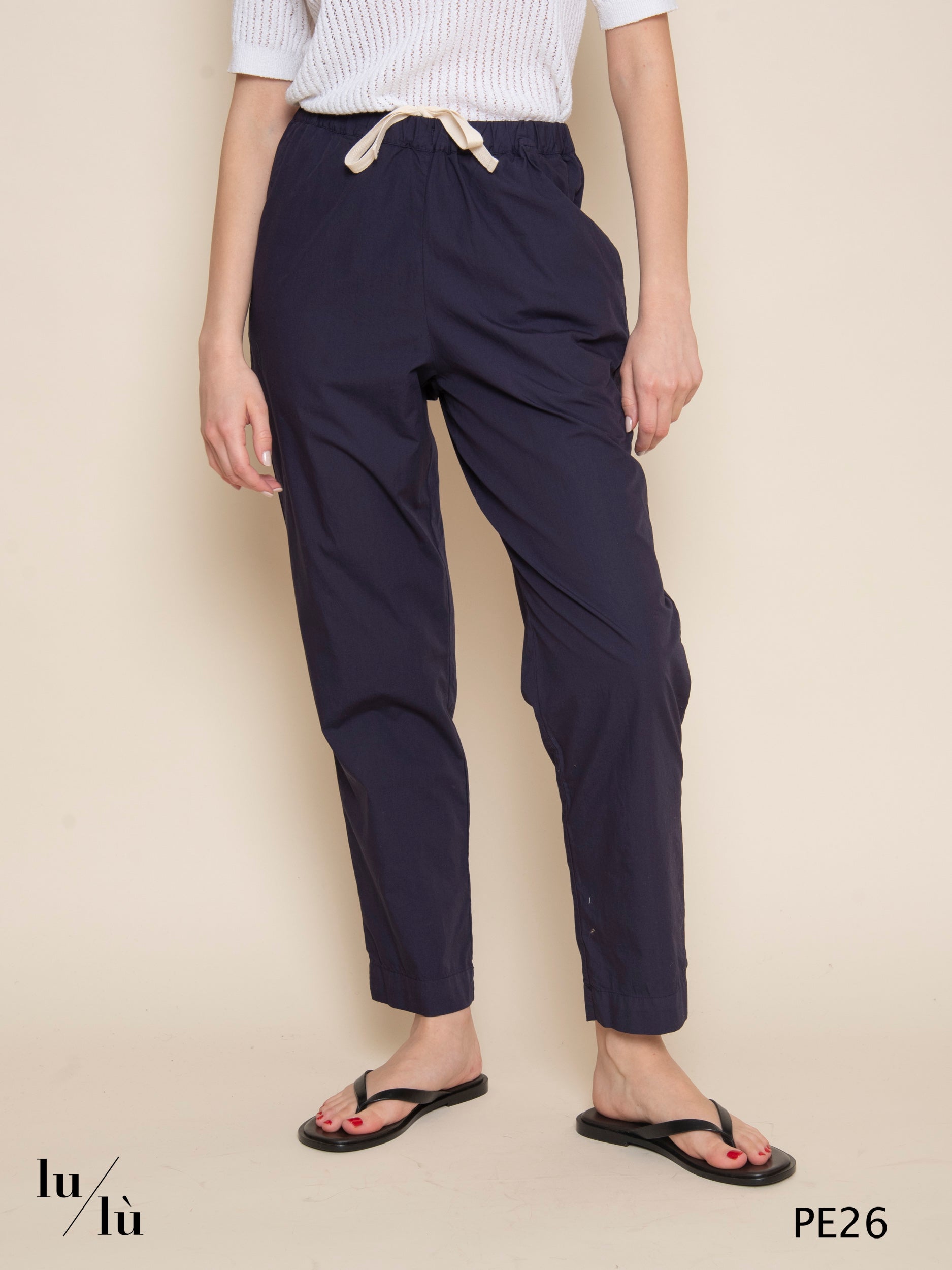 Fedra - Pantalone donna con coulisse in cotone