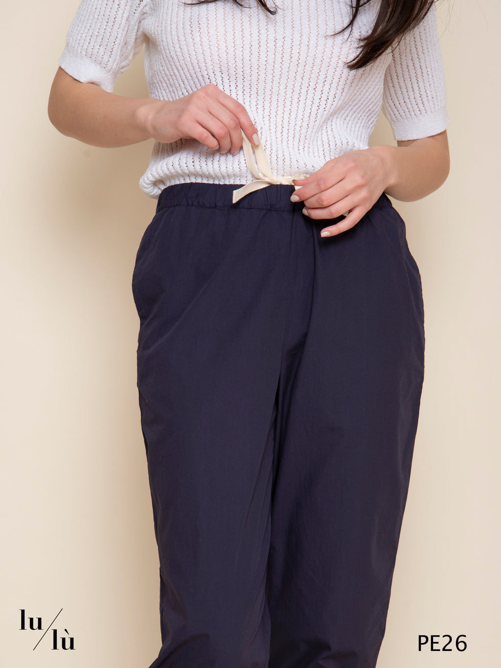 Fedra - Pantalone donna con coulisse in cotone