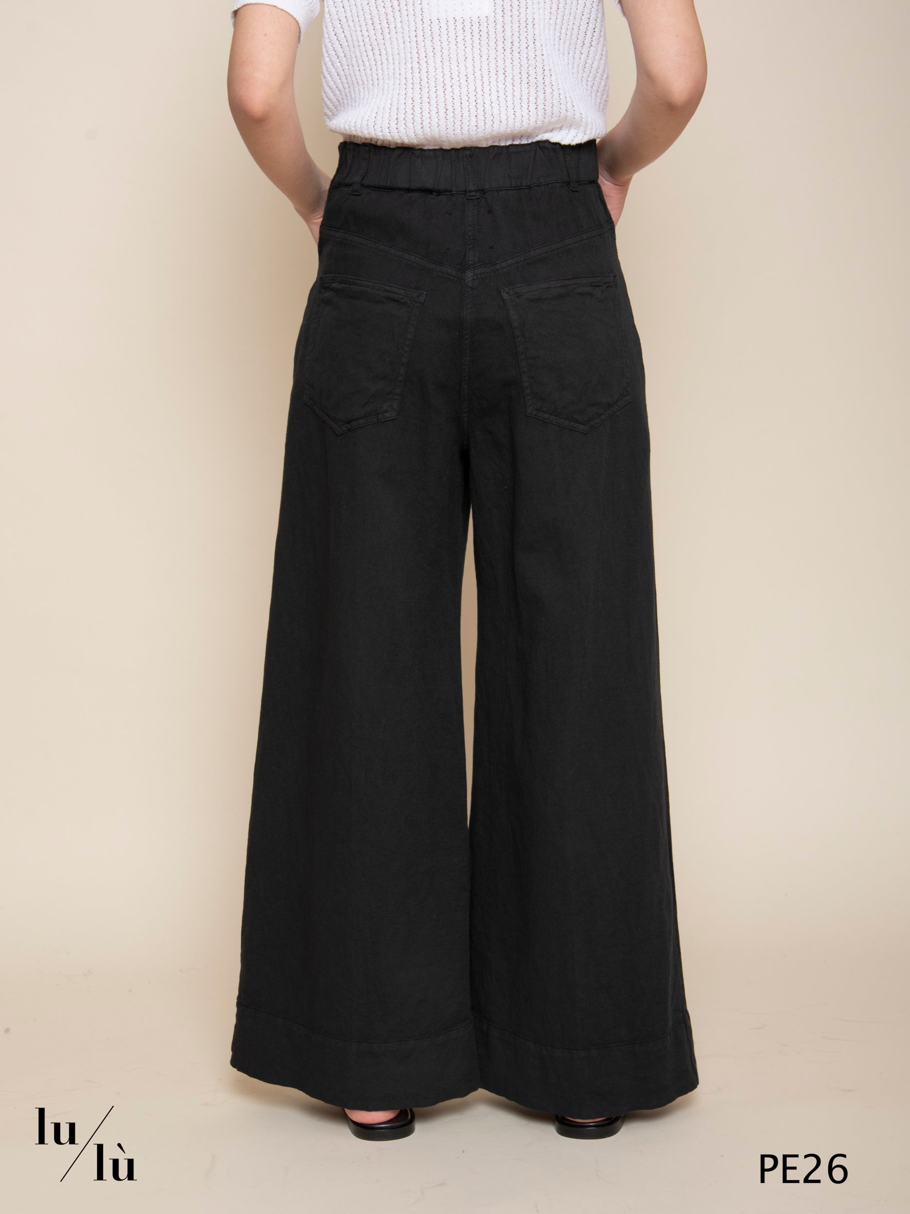 Linaro - Pantalone donna in lino e cotone a gamba larga