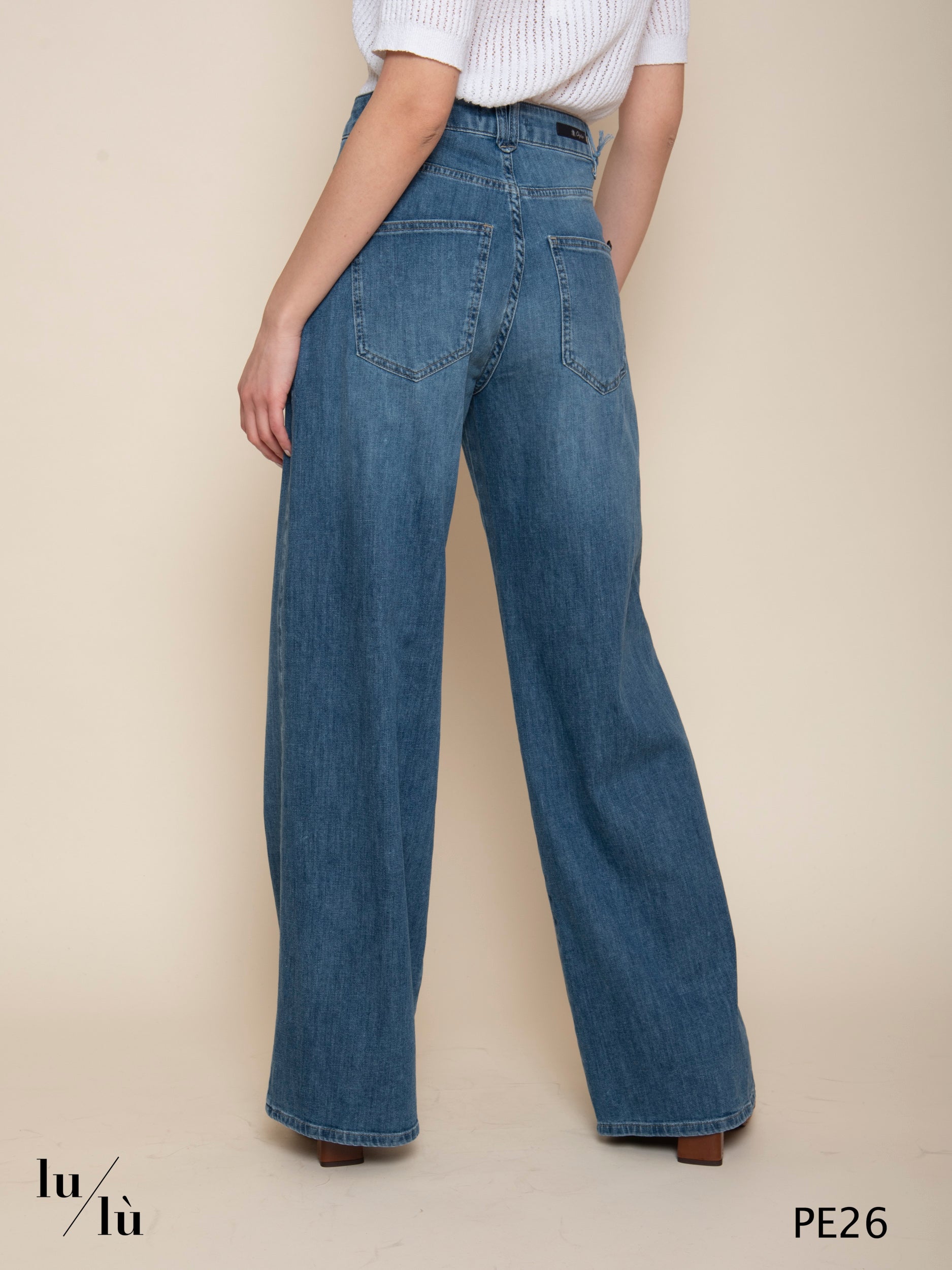 Sky - Jeans donna wide leg in cotone stretch
