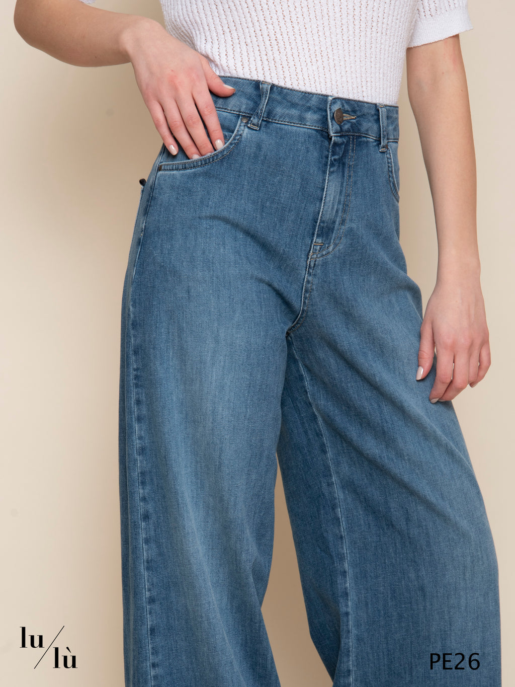 Sky - Jeans donna wide leg in cotone stretch
