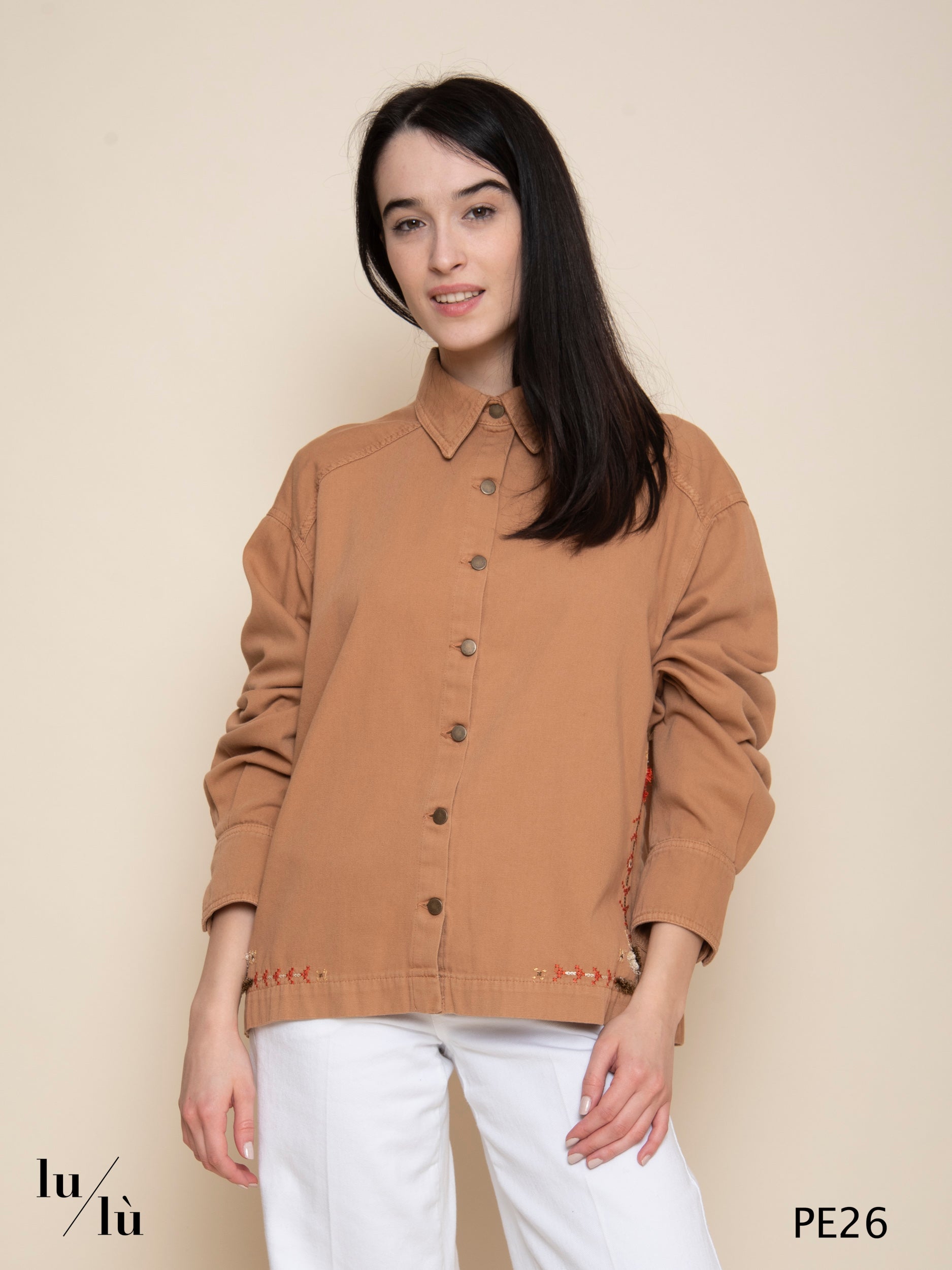 Atohi - Overshirt donna ricamata in Canvas Tinto Capo