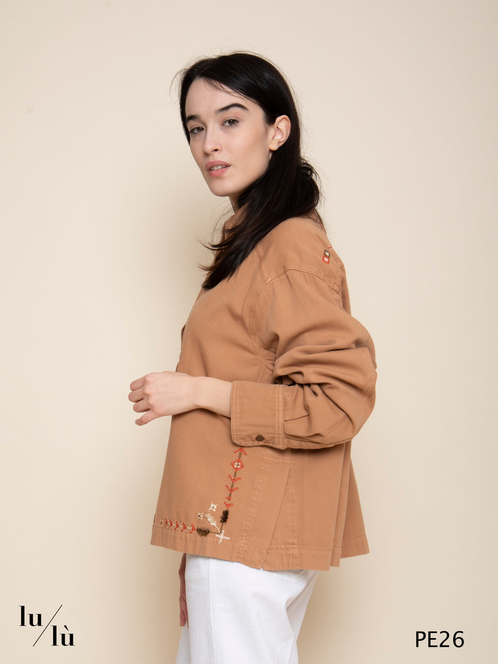 Atohi - Overshirt donna ricamata in Canvas Tinto Capo