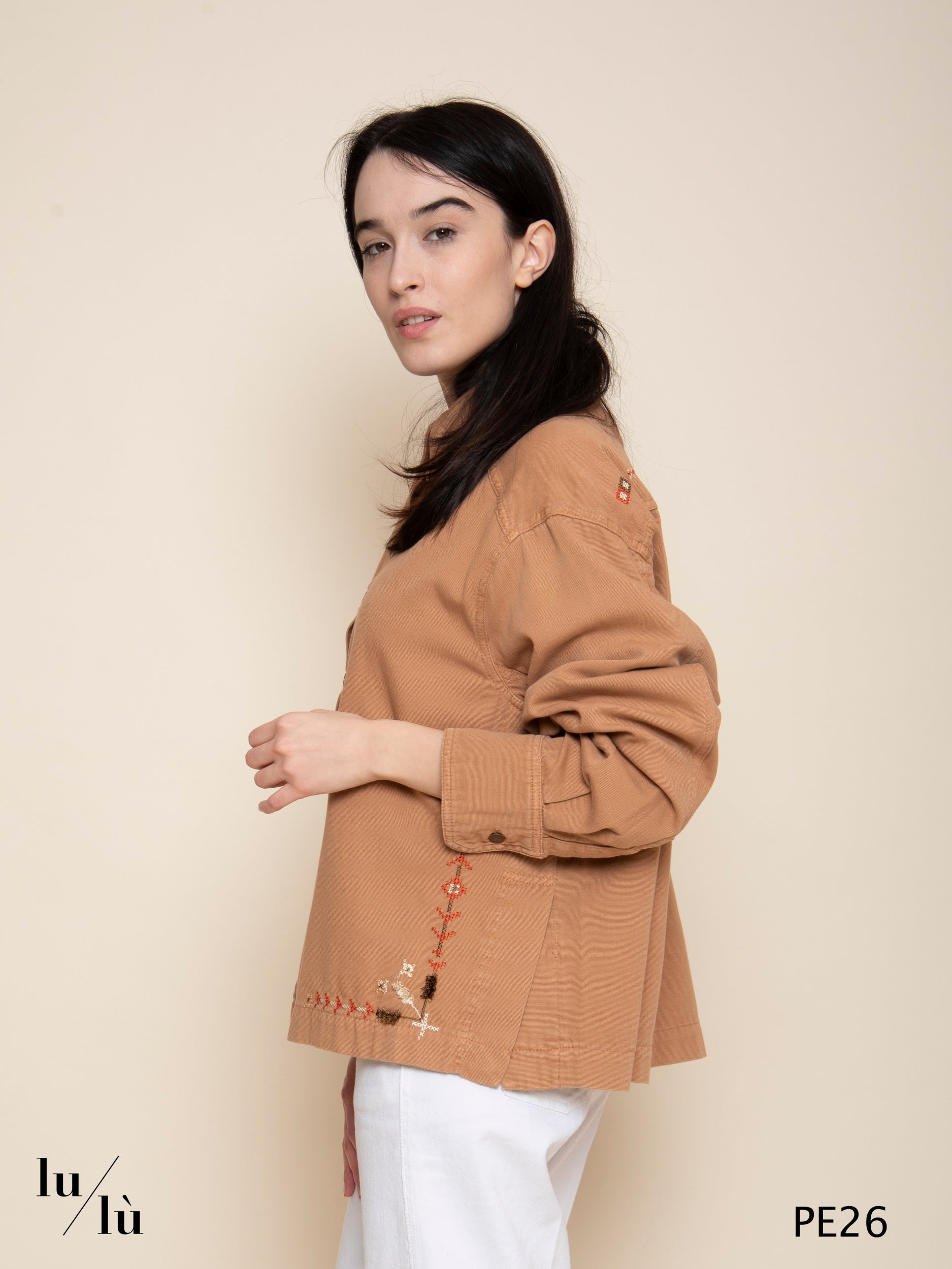 Atohi - Overshirt donna ricamata in Canvas Tinto Capo