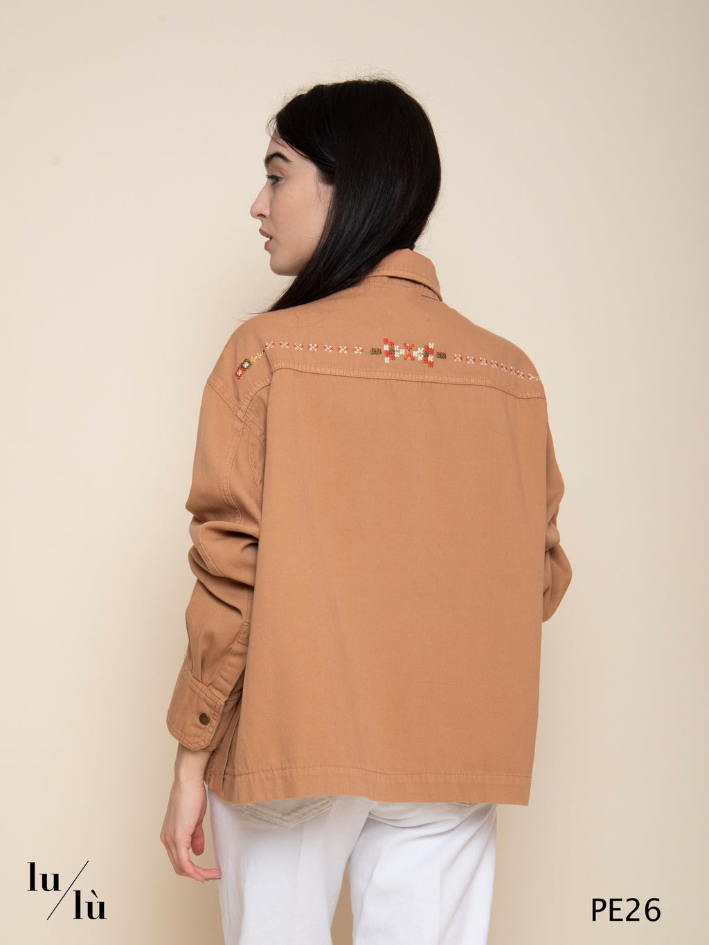 Atohi - Overshirt donna ricamata in Canvas Tinto Capo
