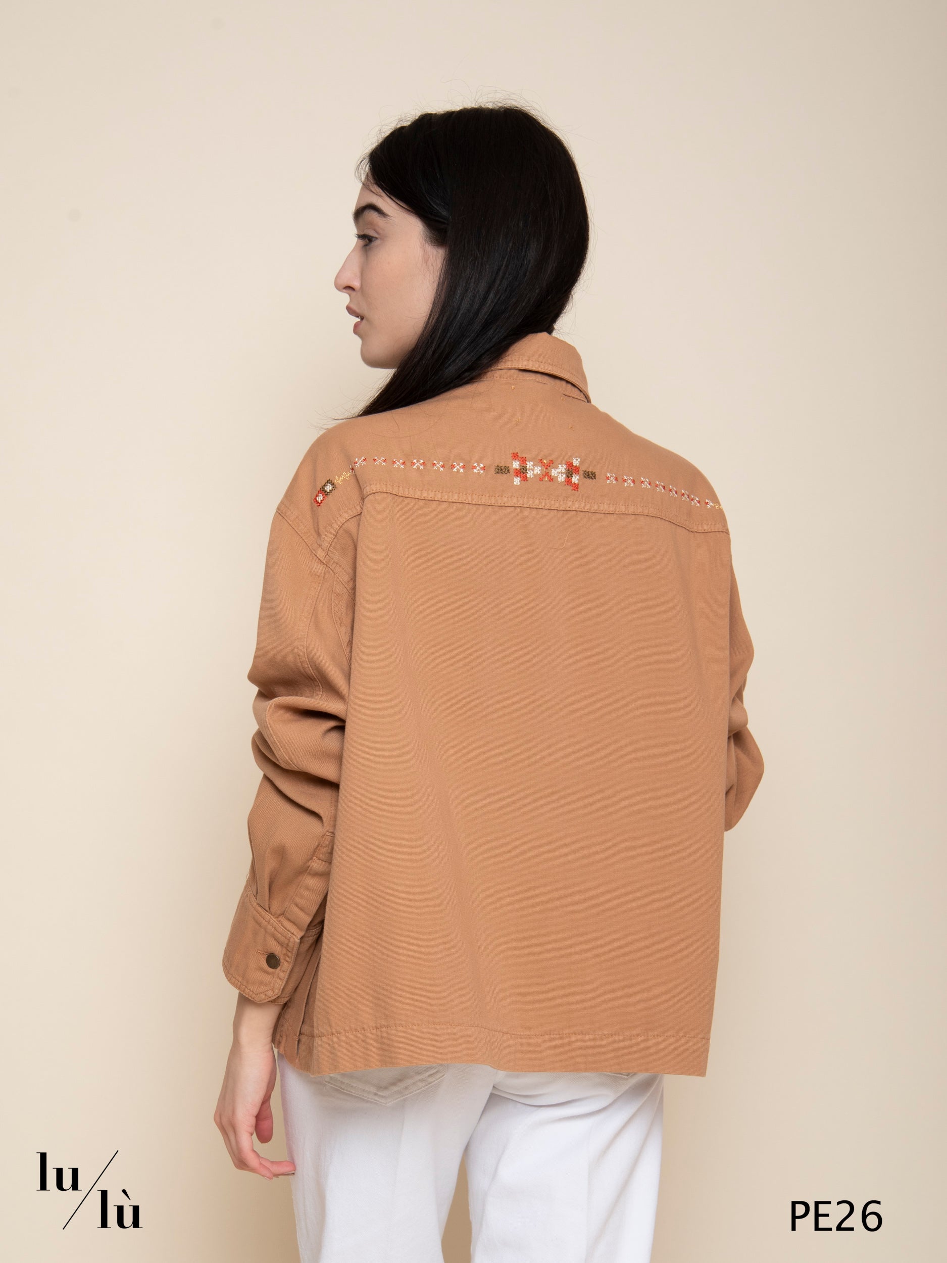 Atohi - Overshirt donna ricamata in Canvas Tinto Capo