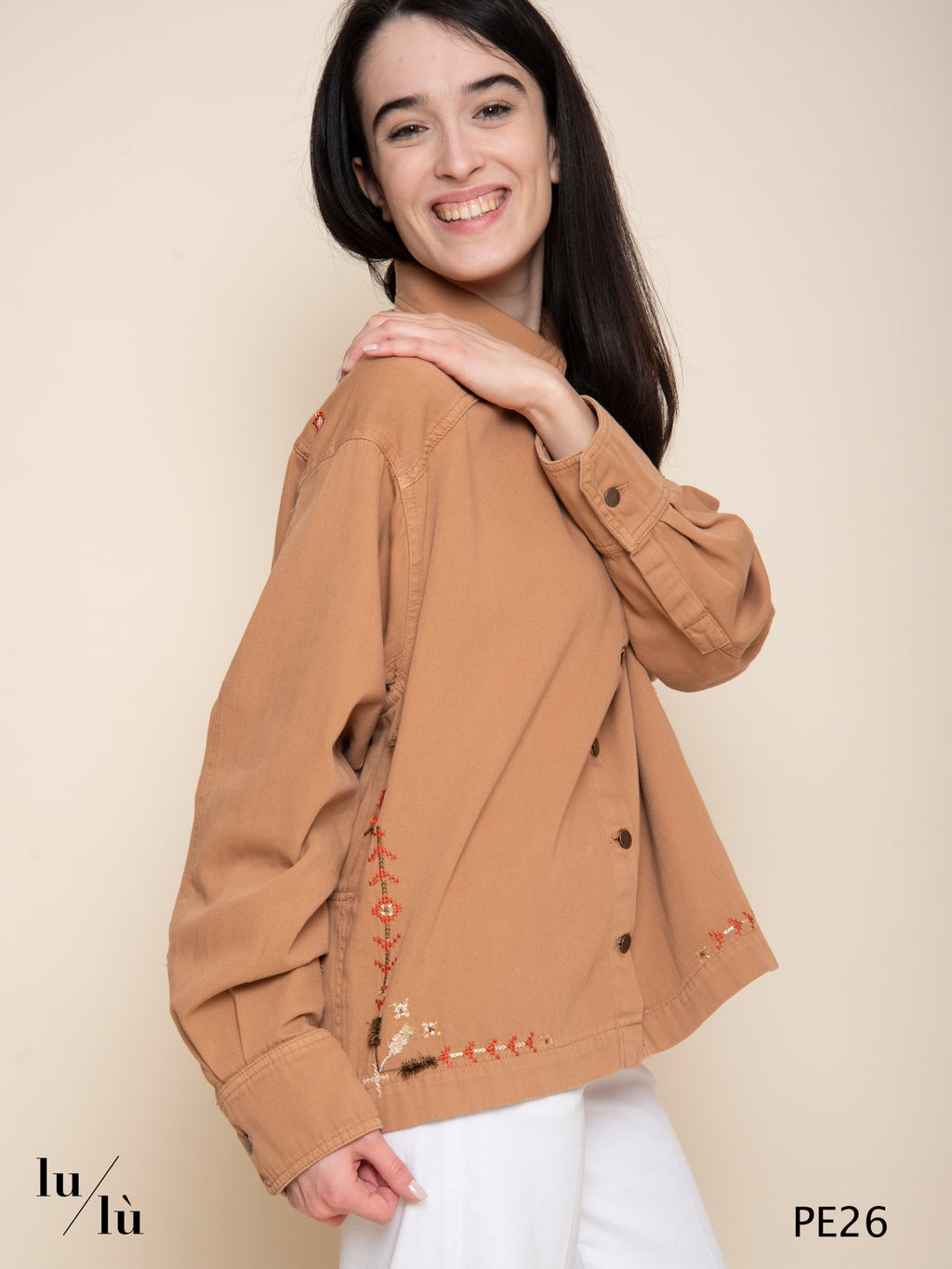 Atohi - Overshirt donna ricamata in Canvas Tinto Capo