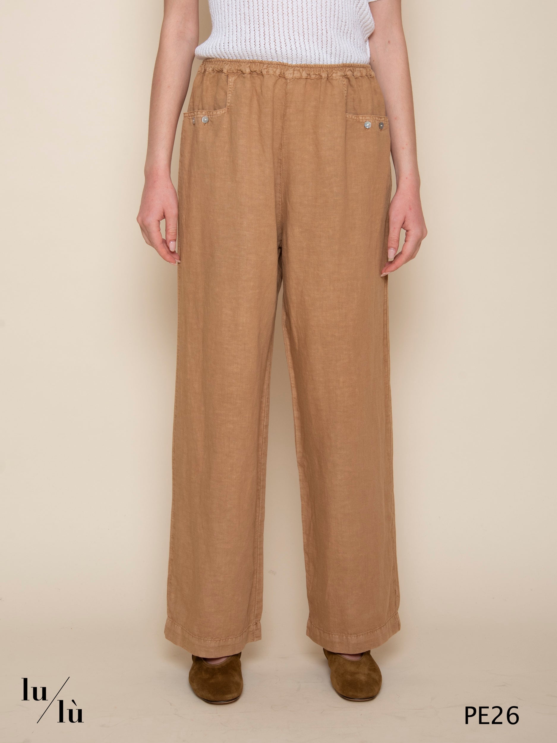 Bastian - Pantalone donna in lino gamba larga