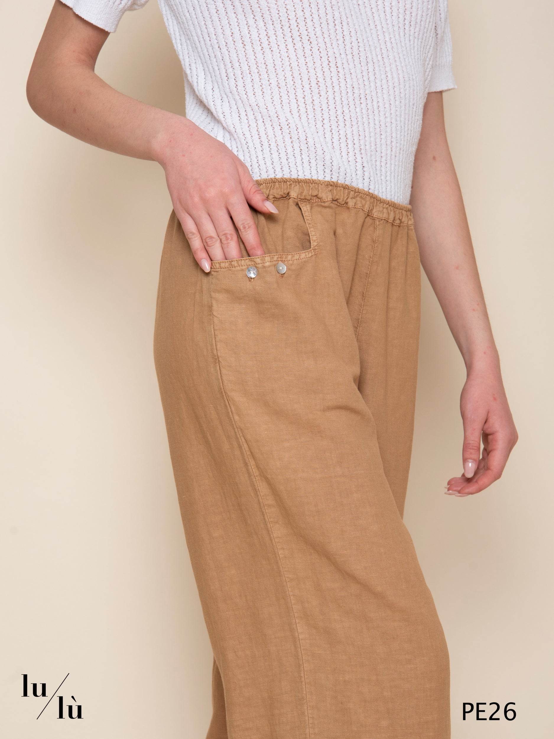 Bastian - Pantalone donna in lino gamba larga
