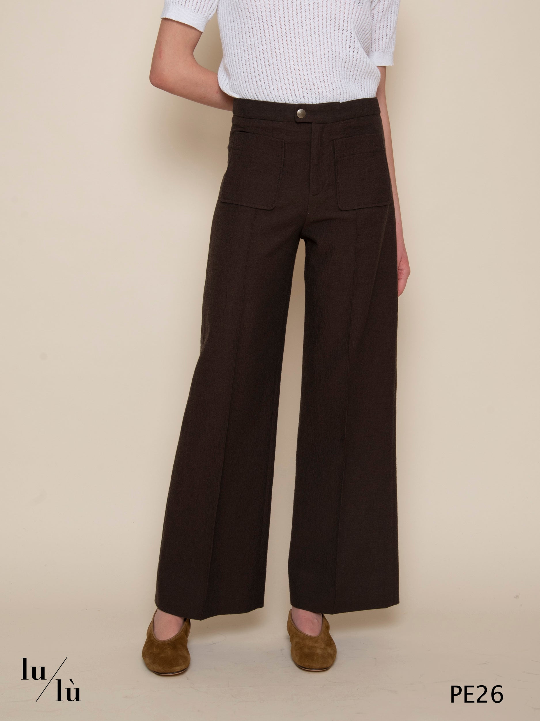 Harry - Pantalone donna in cotone goffrato gamba dritta