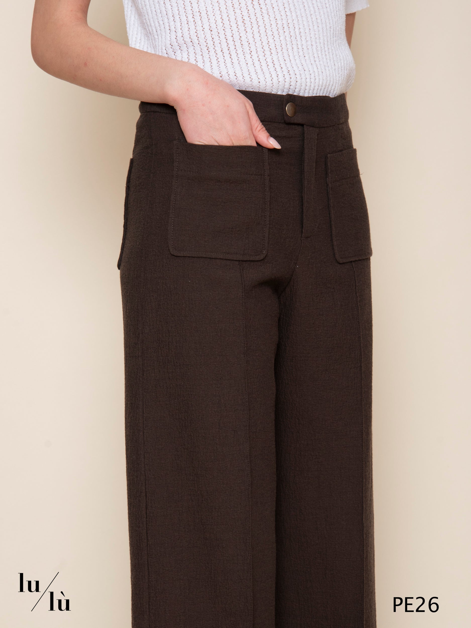 Harry - Pantalone donna in cotone goffrato gamba dritta