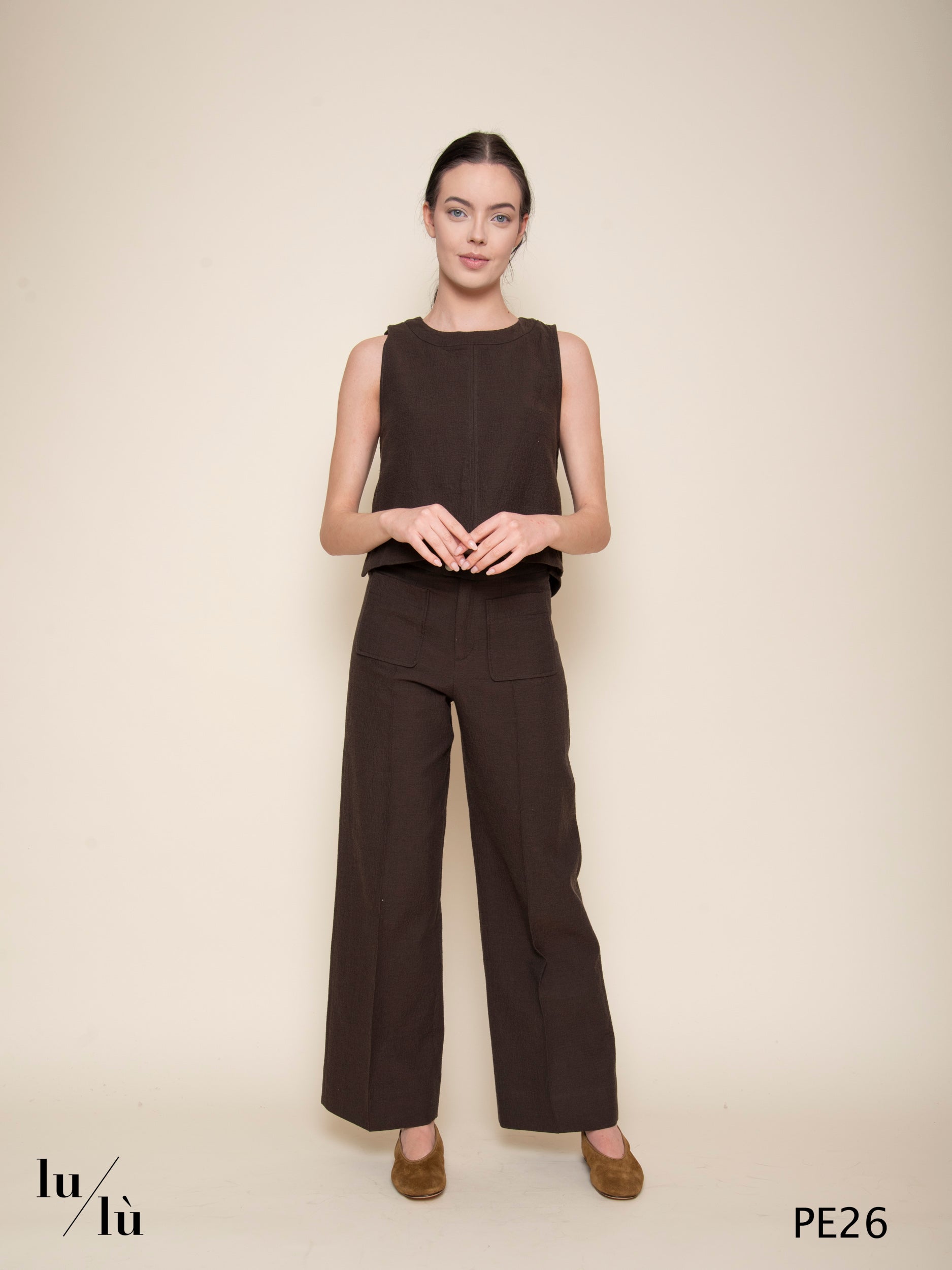 Harry - Pantalone donna in cotone goffrato gamba dritta