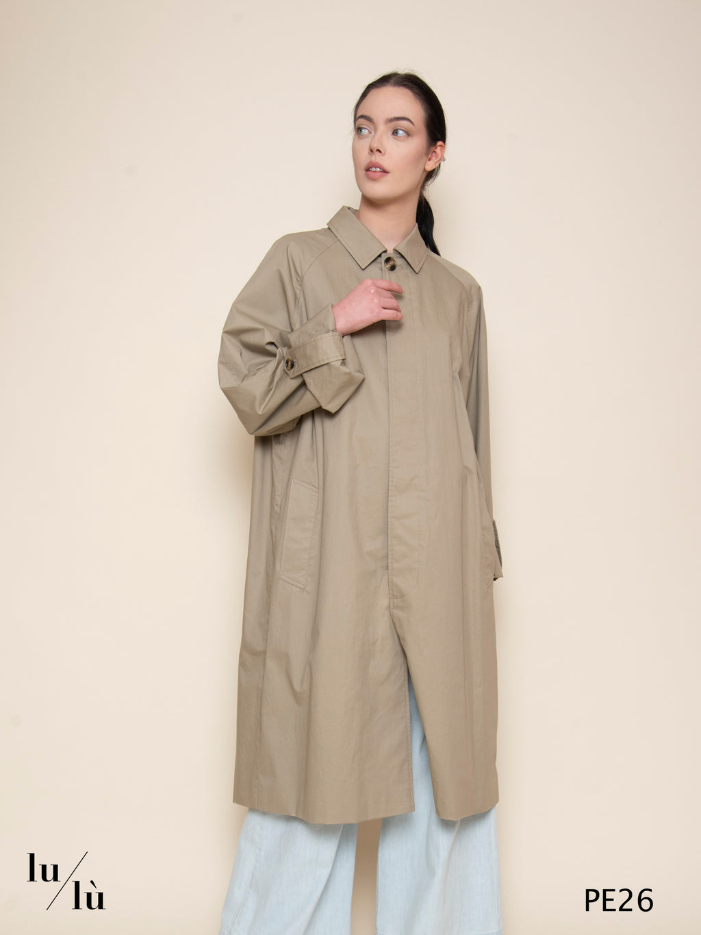 Colombo - Trench donna midi in cotone smerigliato