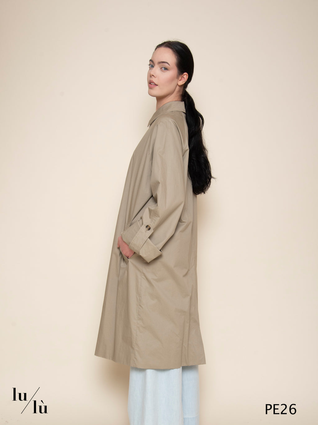 Colombo - Trench donna midi in cotone smerigliato
