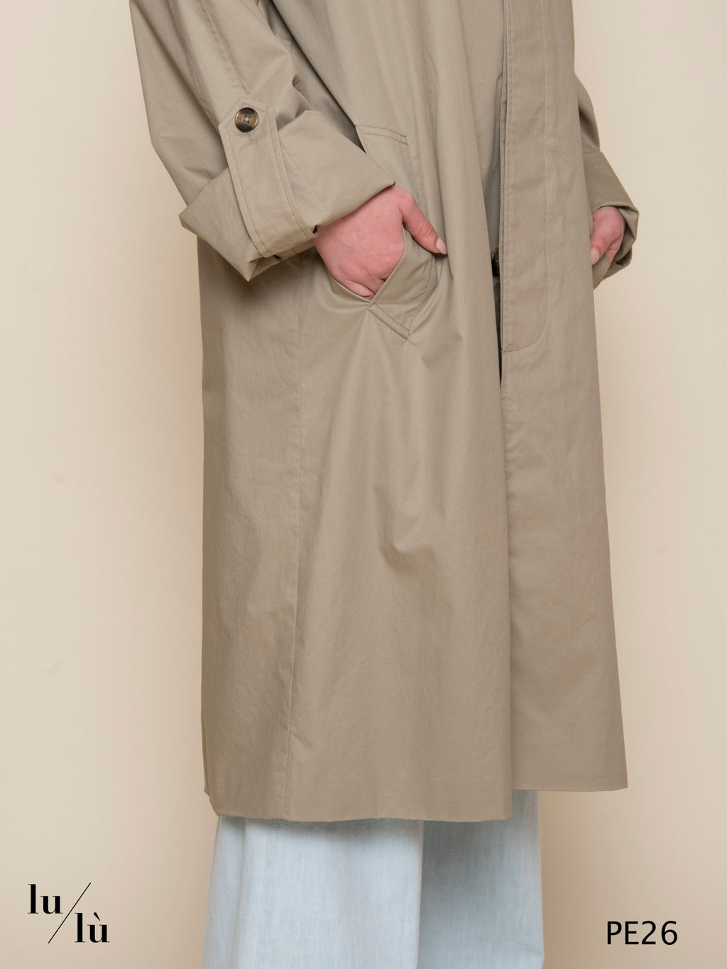 Colombo - Trench donna midi in cotone smerigliato