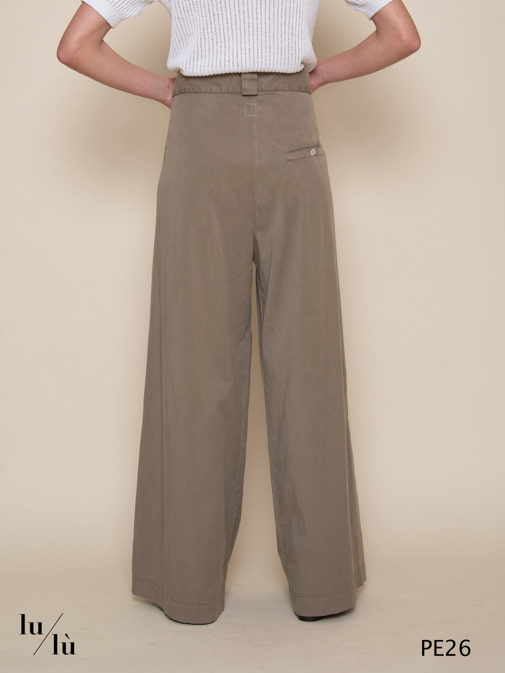 Ramon - Pantalone donna in cotone gamba larga e pinces