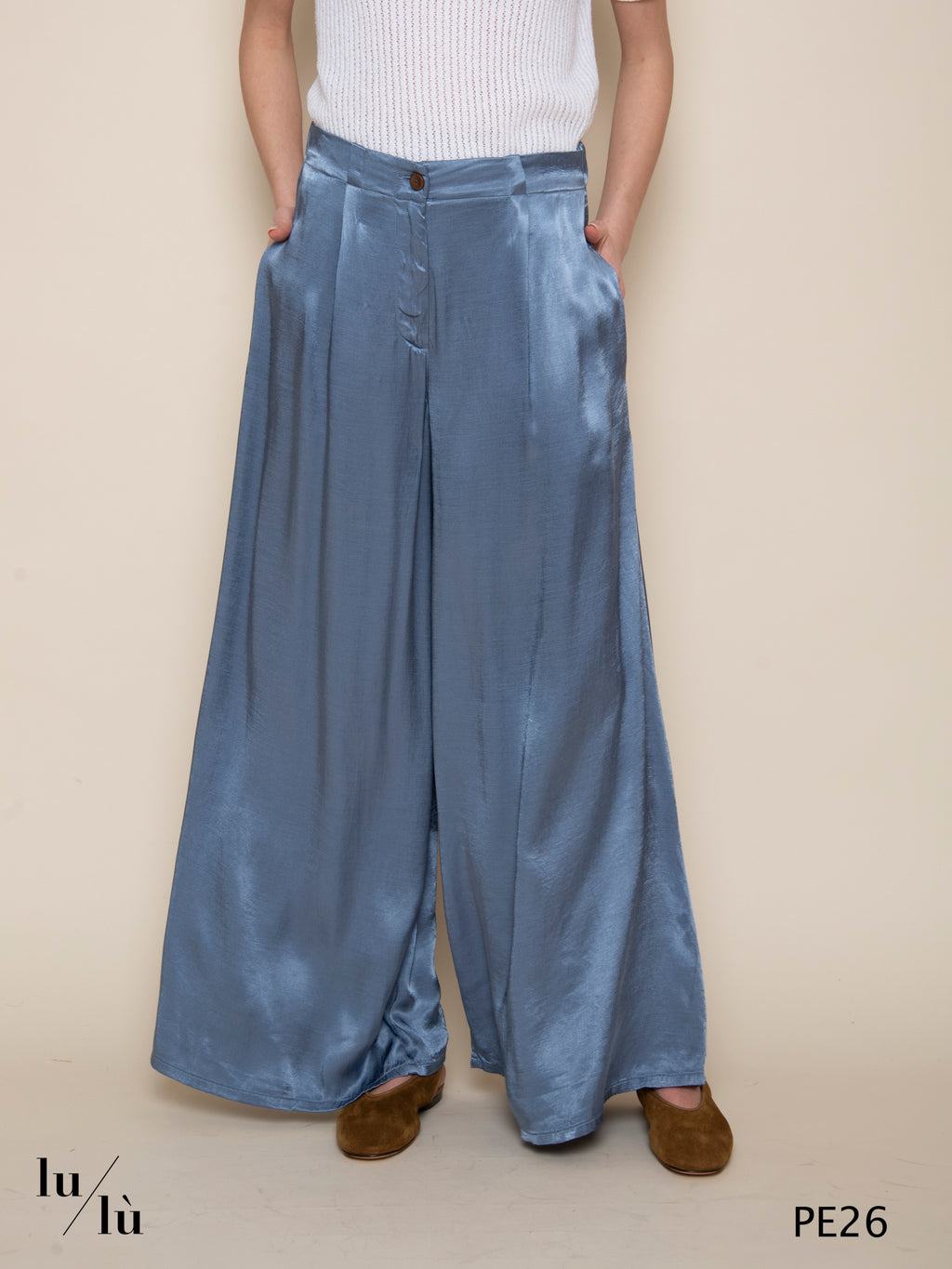 People - Pantalone donna wide leg in rayon e viscosa