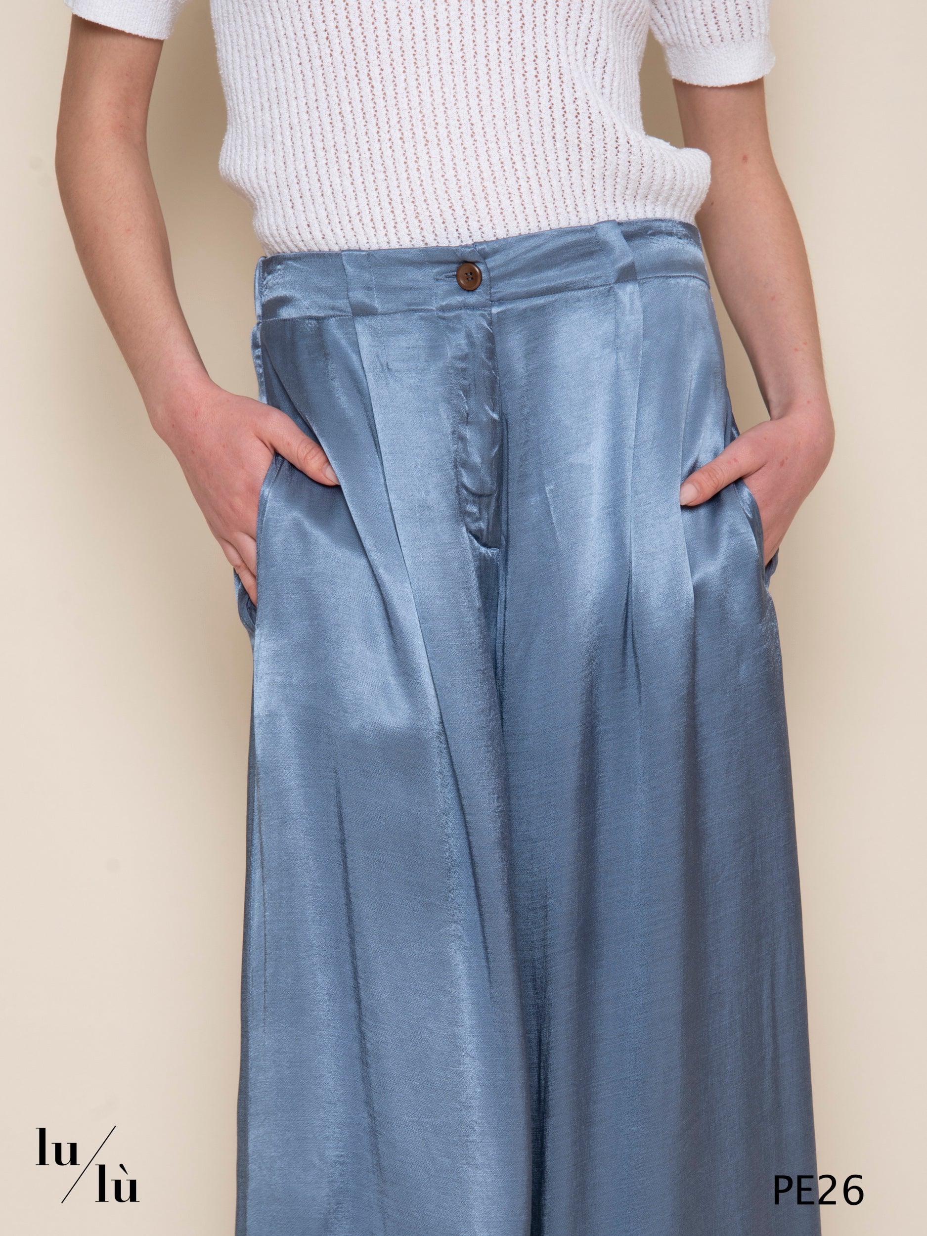 People - Pantalone donna wide leg in rayon e viscosa