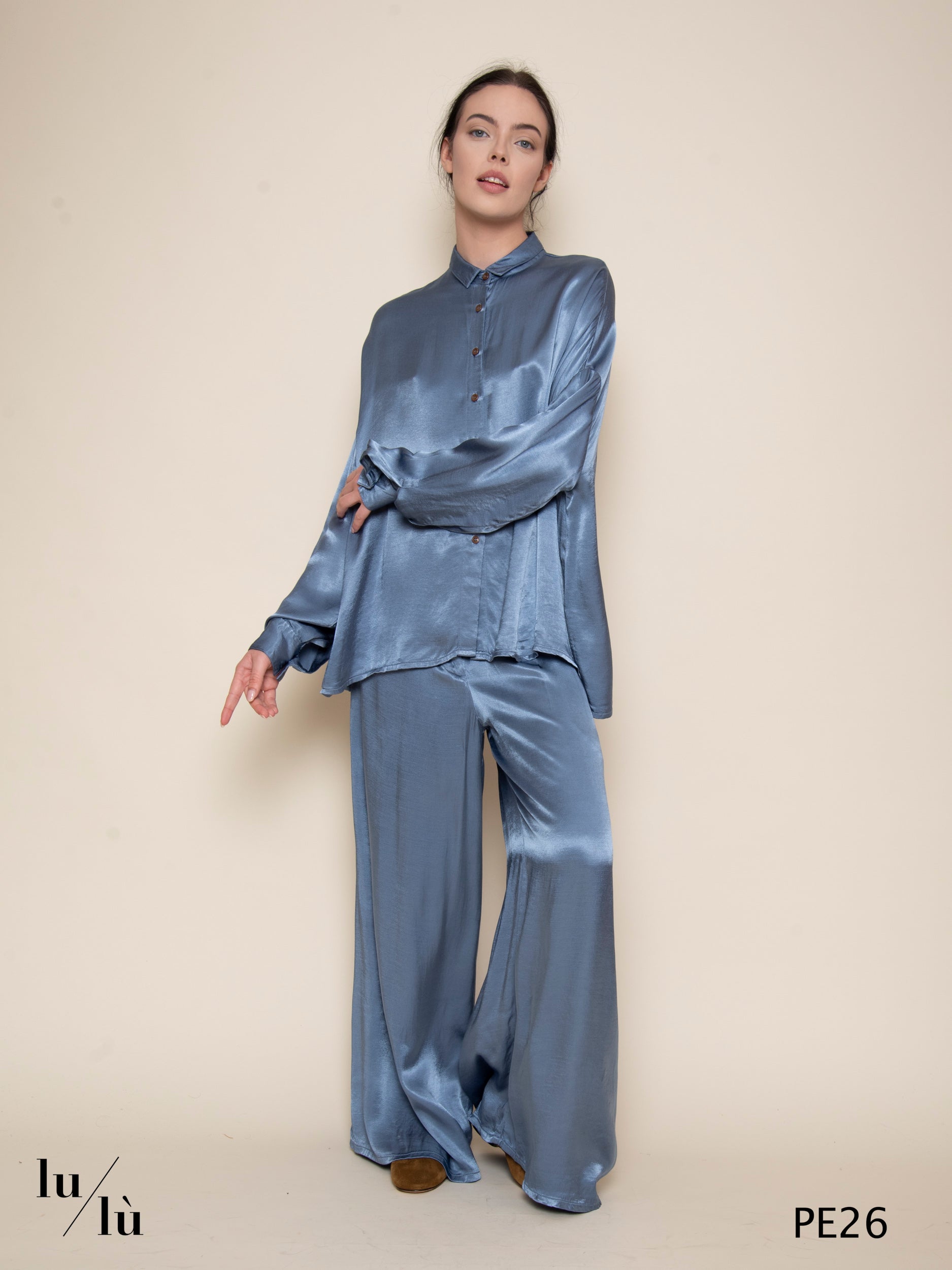 People - Pantalone donna wide leg in rayon e viscosa