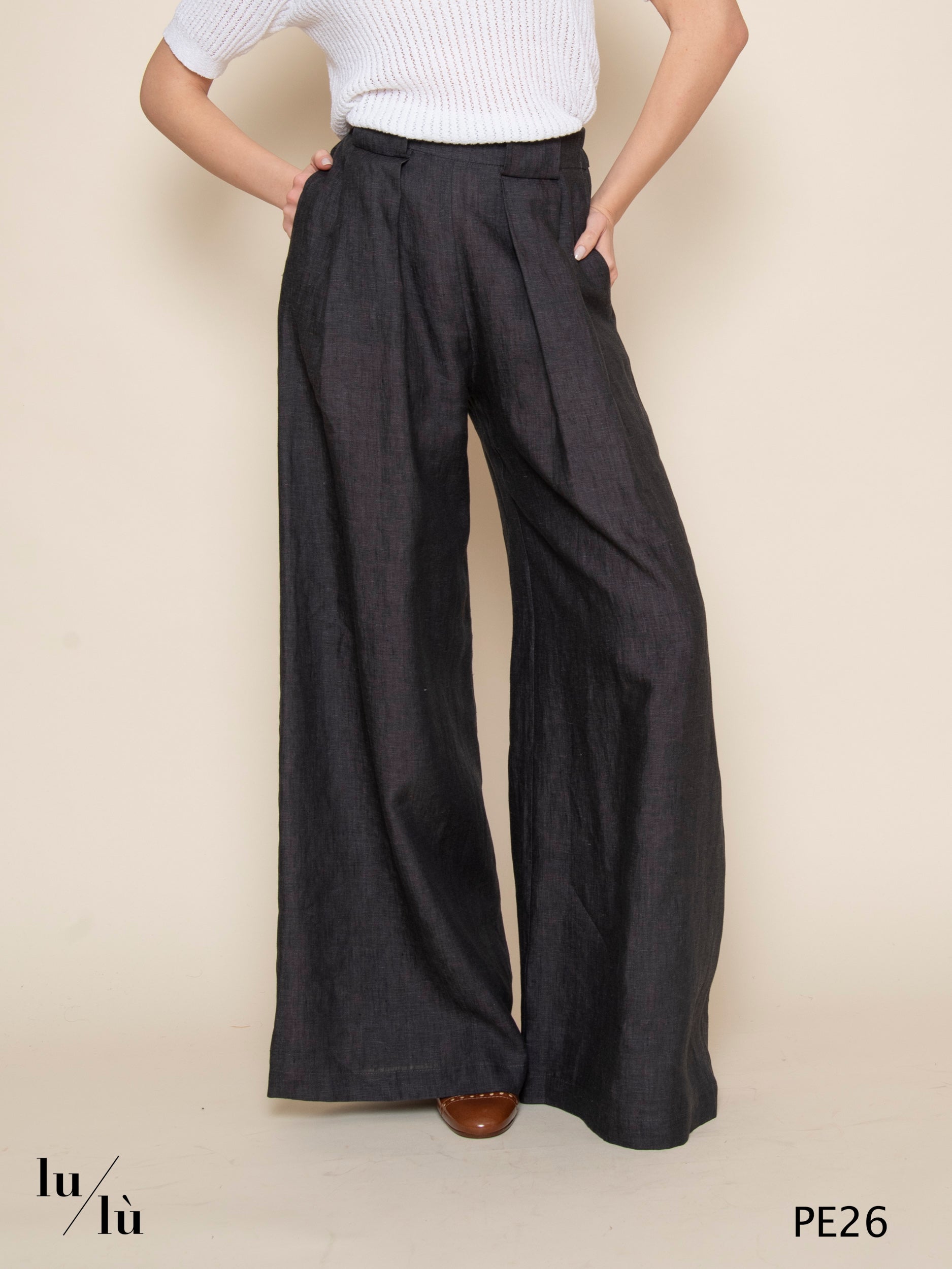 Aspen - Pantalone donna a palazzo in lino