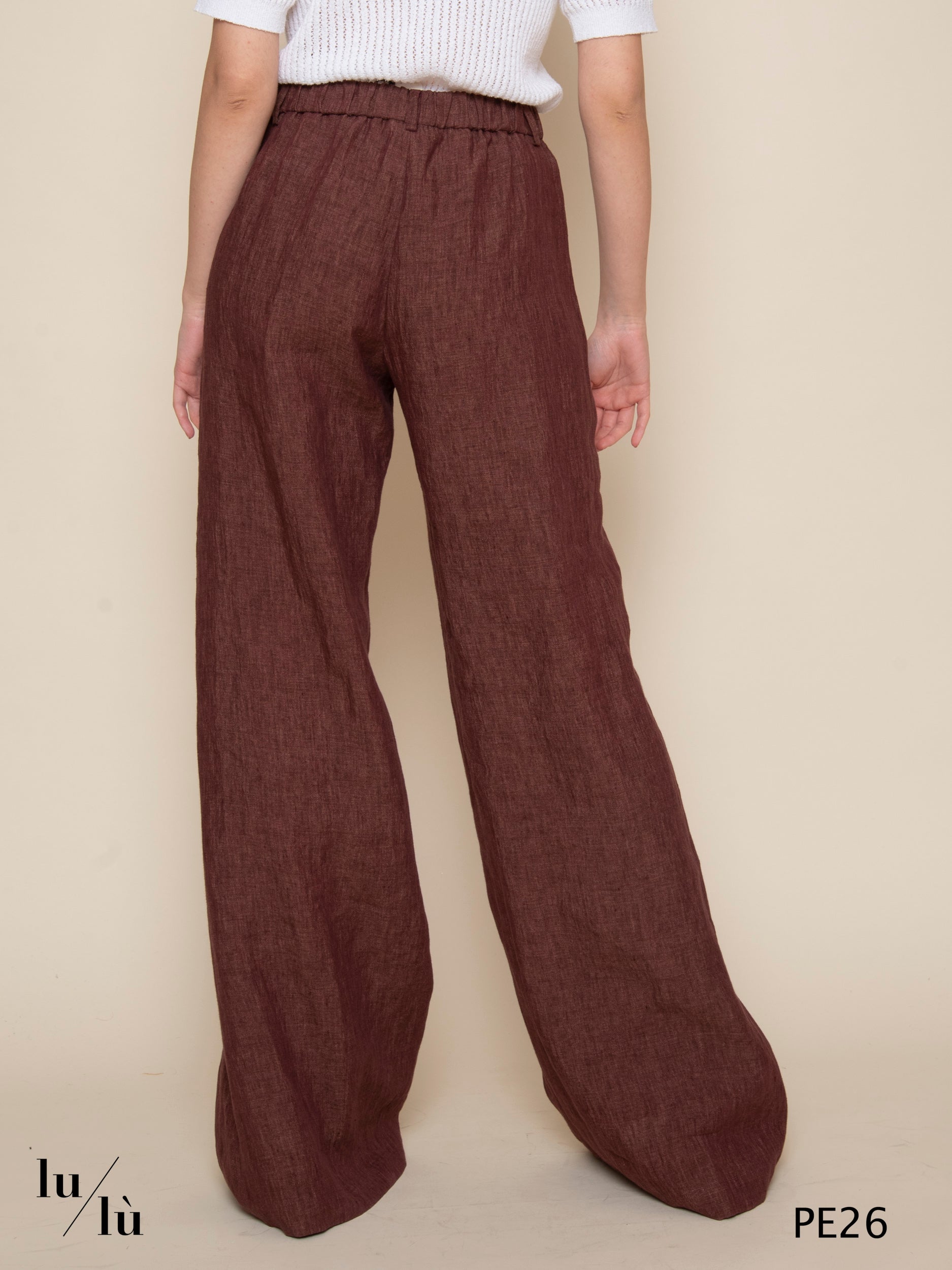 Piedro Burgundi - Pantalone donna a palazzo in lino