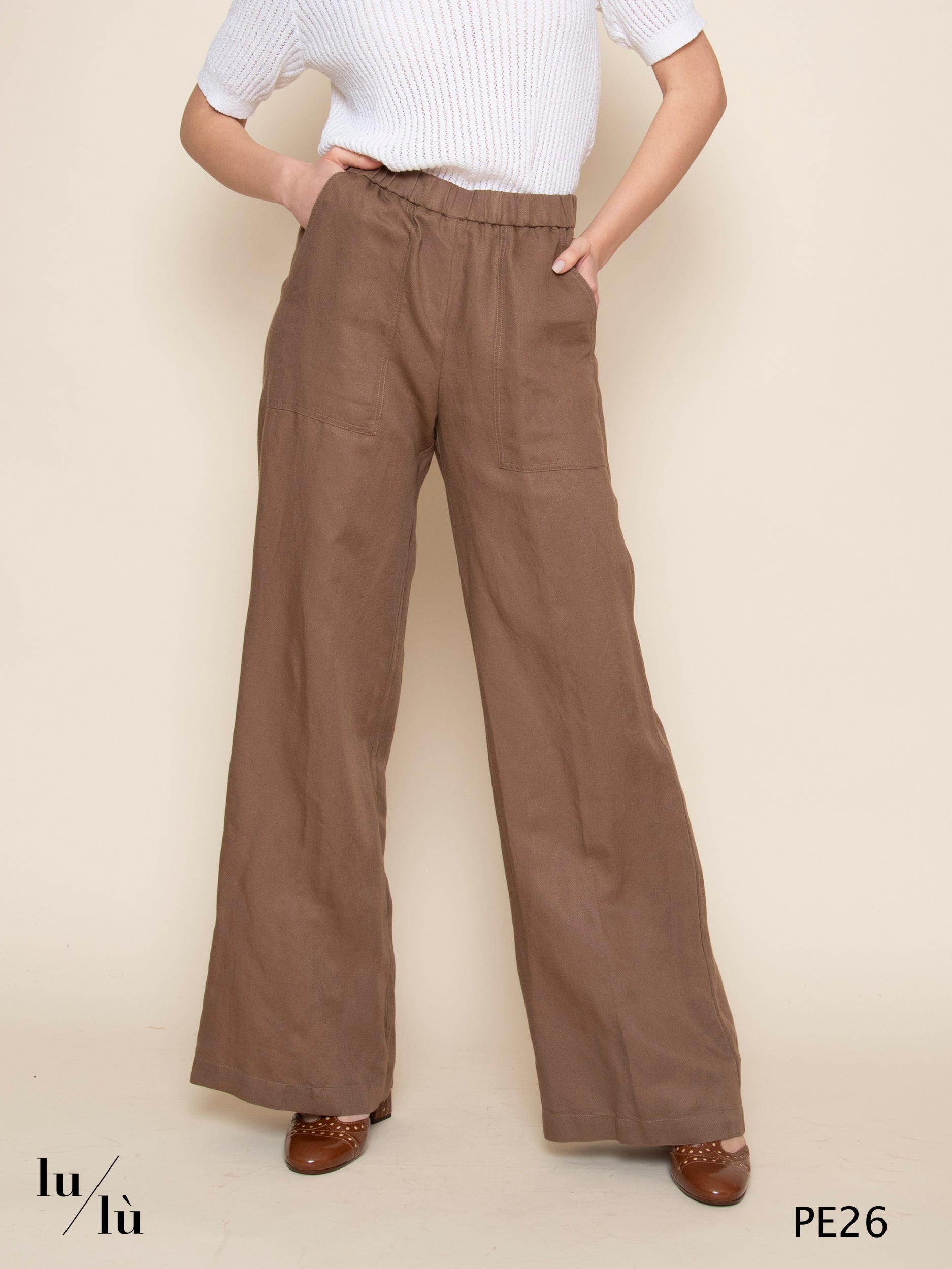Perillo - Pantalone donna a palazzo in Tencel e lino