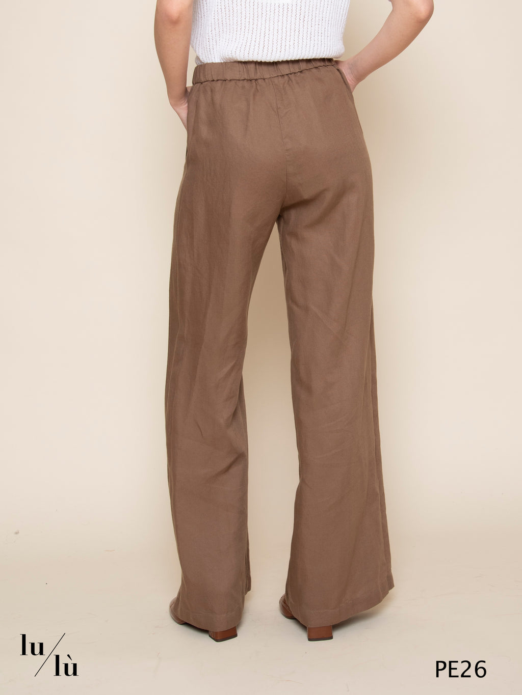 Perillo - Pantalone donna a palazzo in Tencel e lino