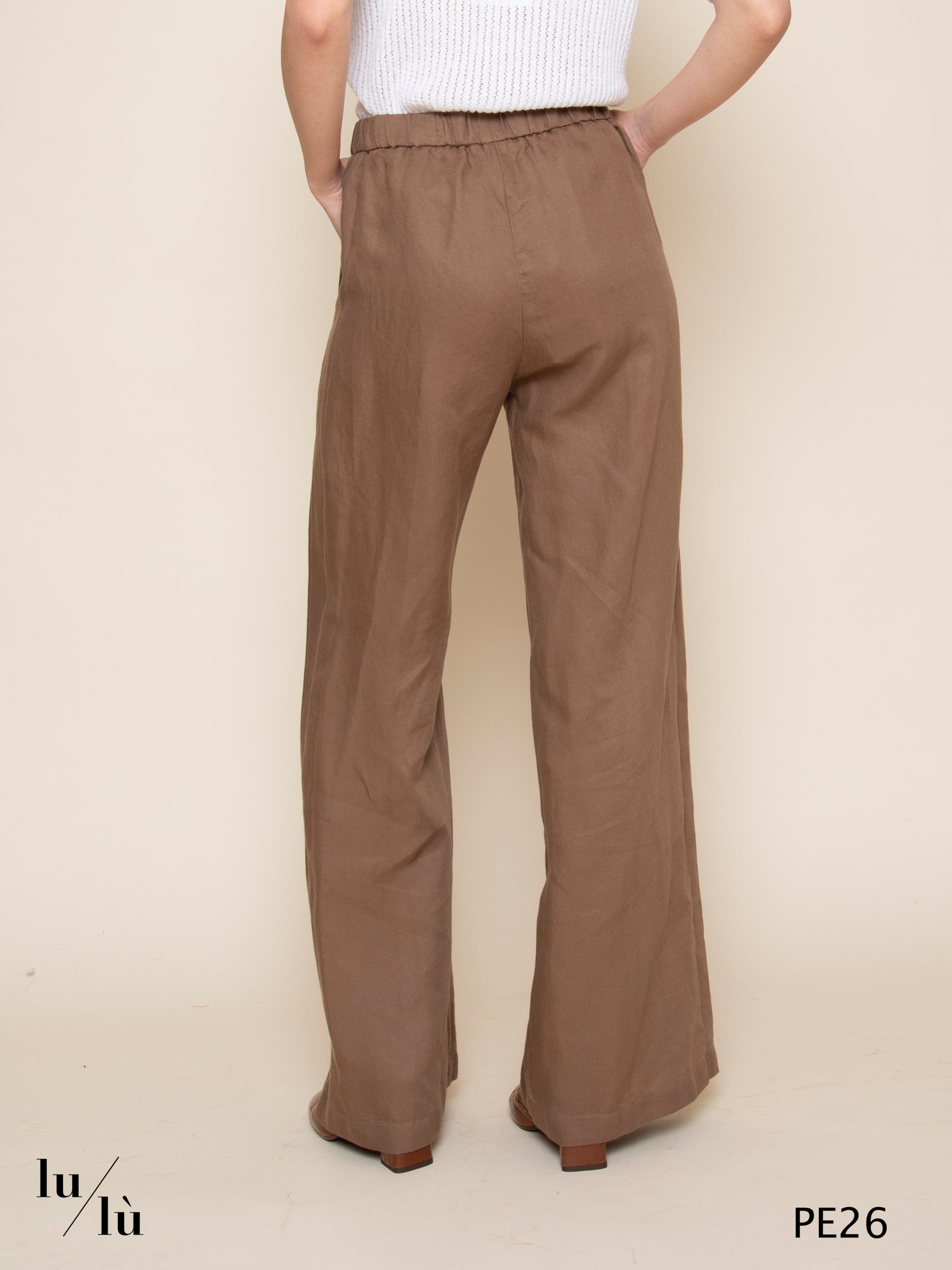 Perillo - Pantalone donna a palazzo in Tencel e lino