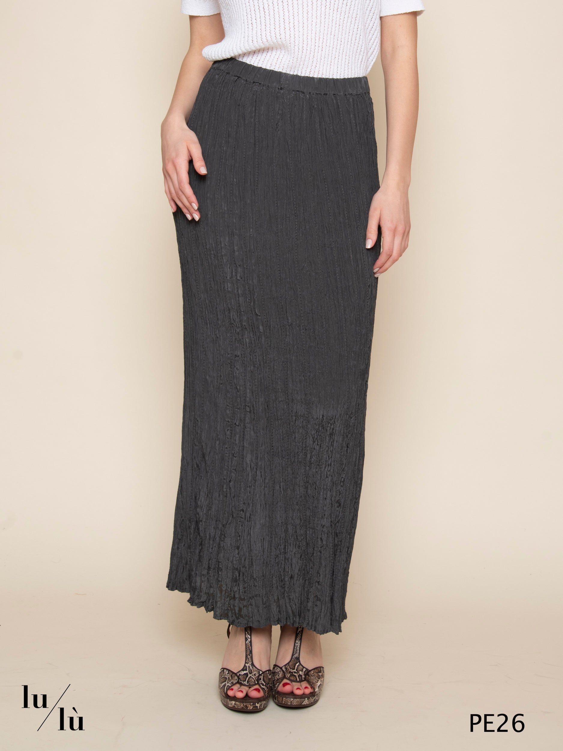 Capriccio - Gonna donna lunga stropicciata in viscosa