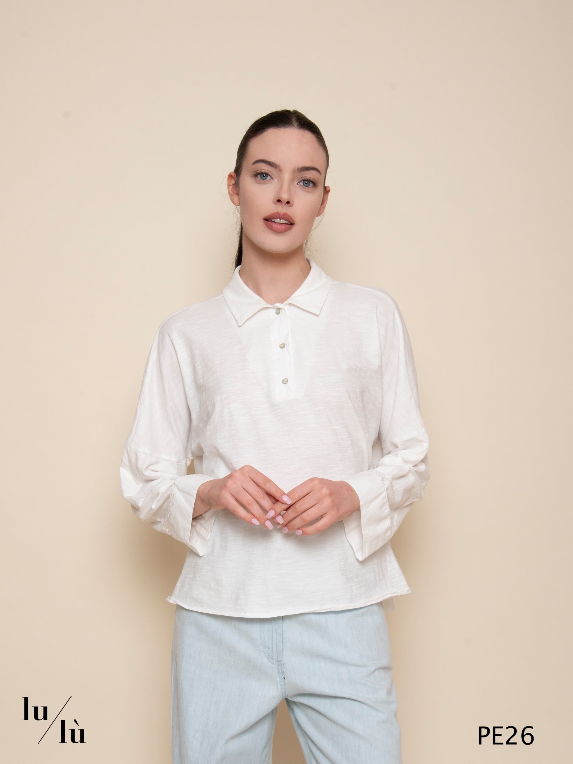 Diamante - Polo donna in jersey fiammato di cotone