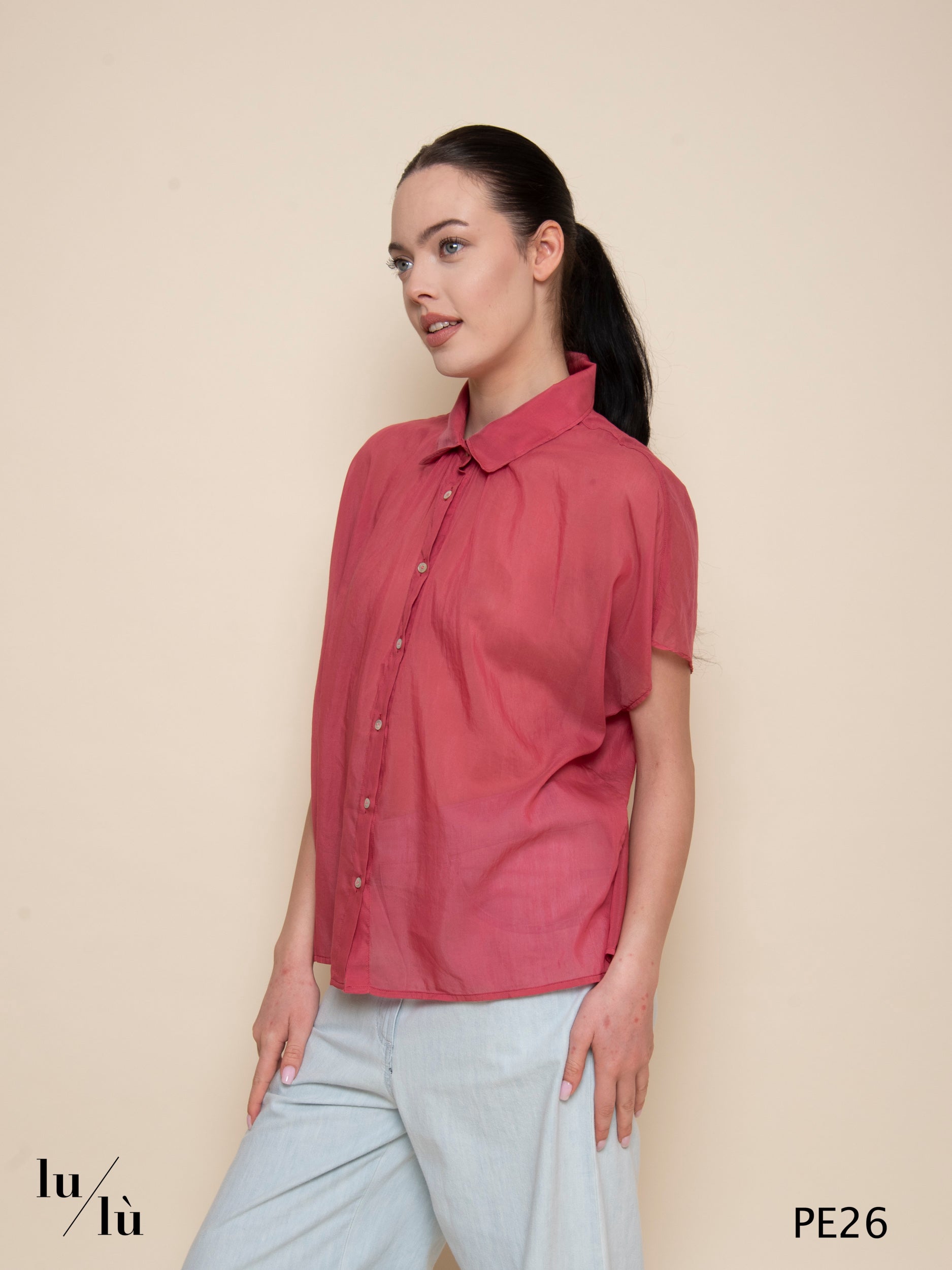 Rubino - Camicia donna in cotone e seta