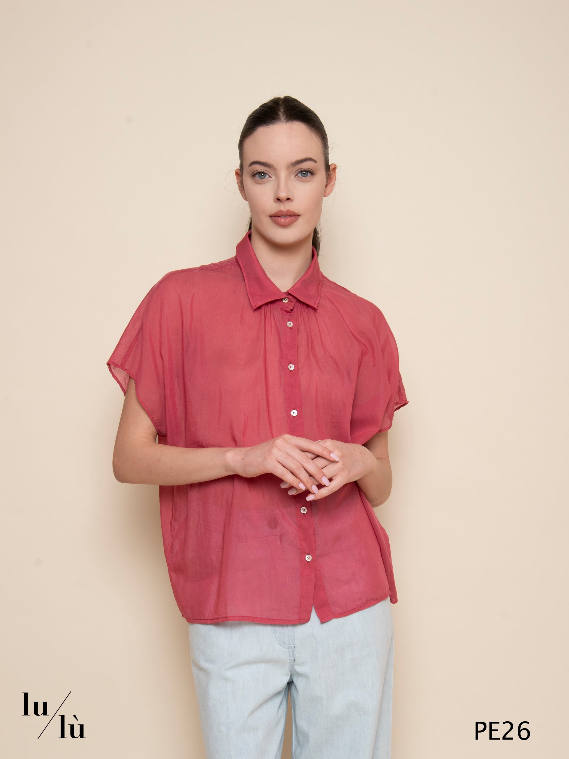 Rubino - Camicia donna in cotone e seta