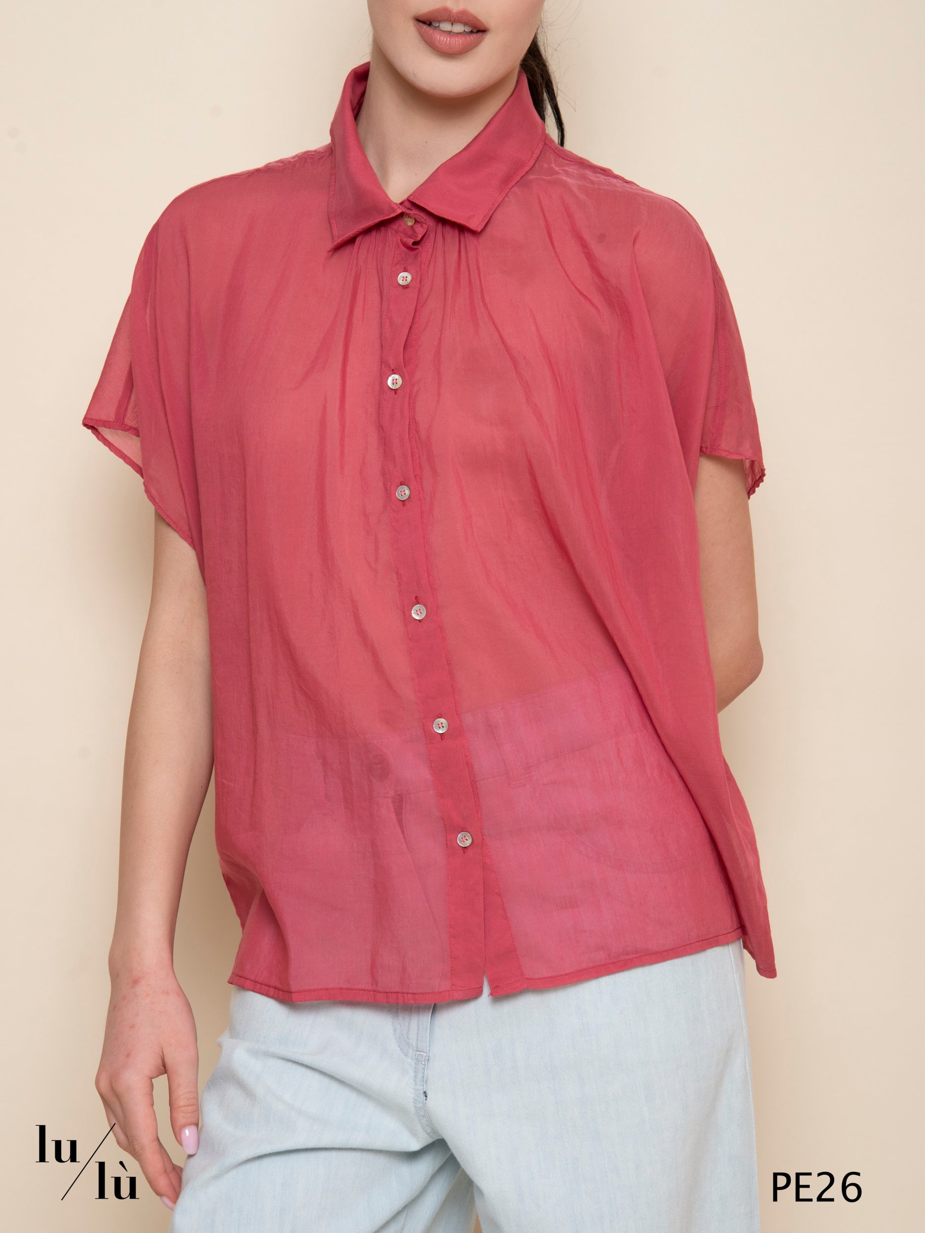 Rubino - Camicia donna in cotone e seta