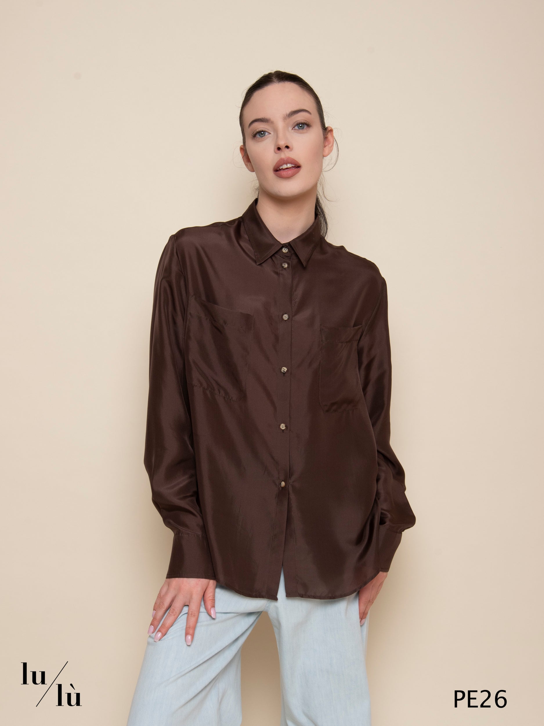 Zaffiro Brown - Camicia donna in pura seta