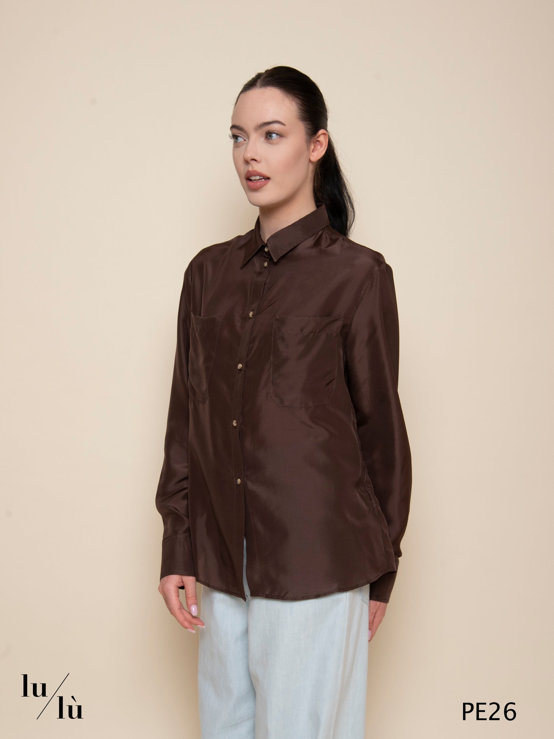 Zaffiro Brown - Camicia donna in pura seta