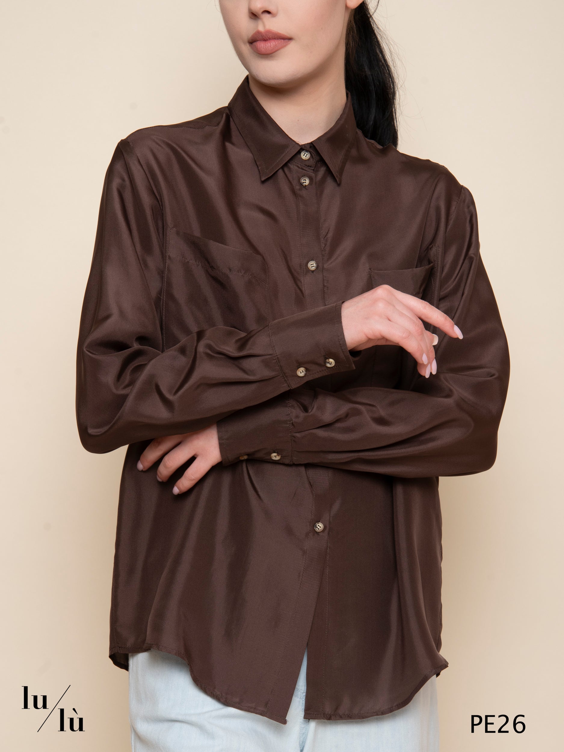 Zaffiro Brown - Camicia donna in pura seta