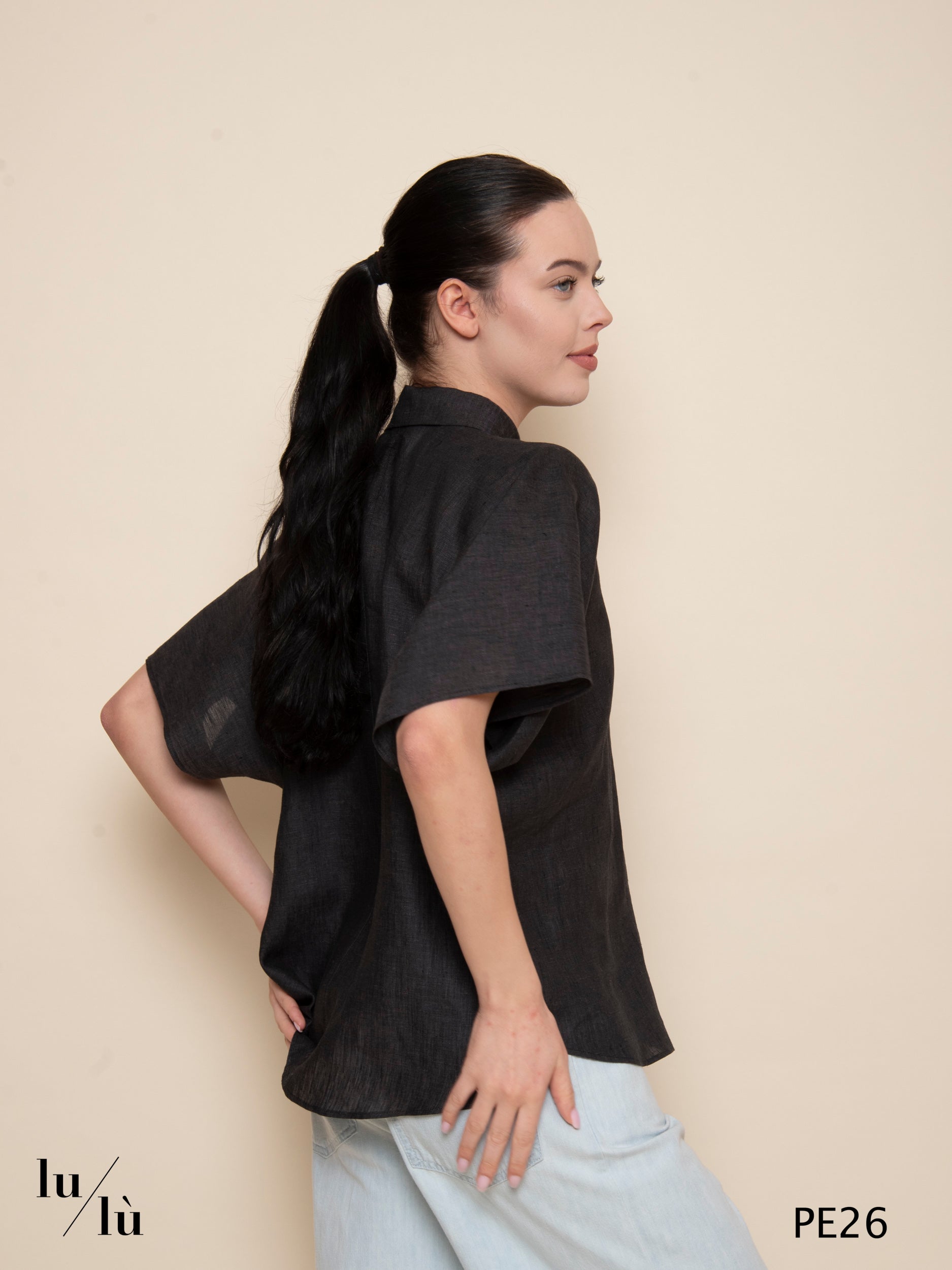 Brooklin - Camicia donna boxy in lino con maniche kimono