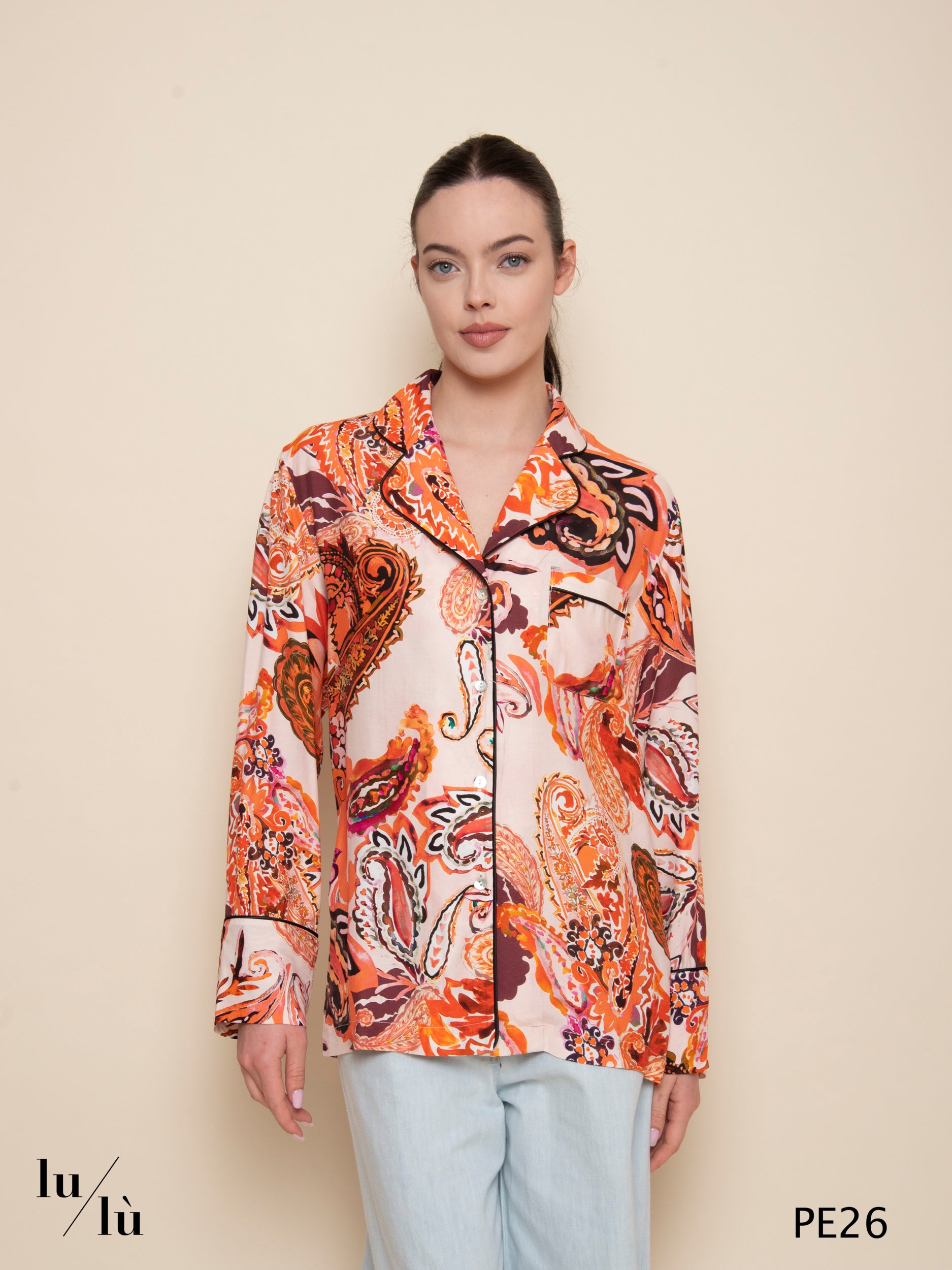 Giada - Camicia stile pigiama in viscosa stampata