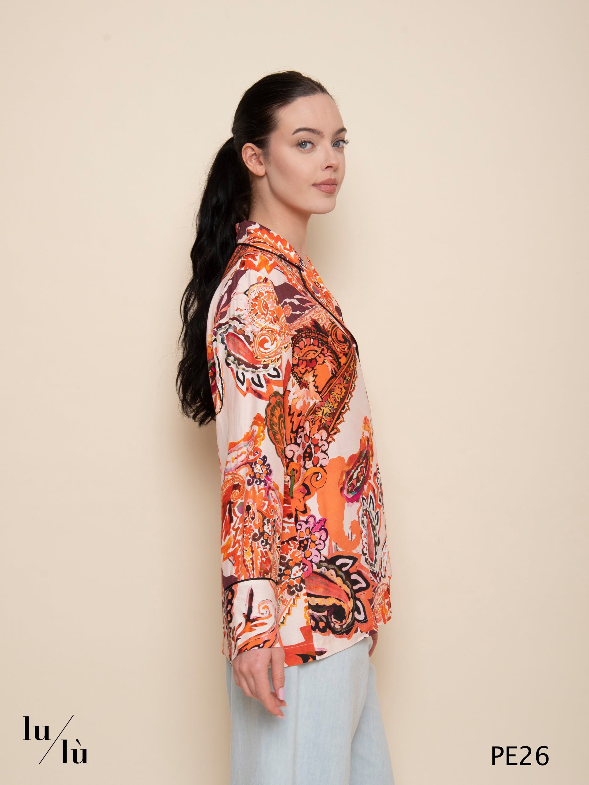 Giada - Camicia stile pigiama in viscosa stampata