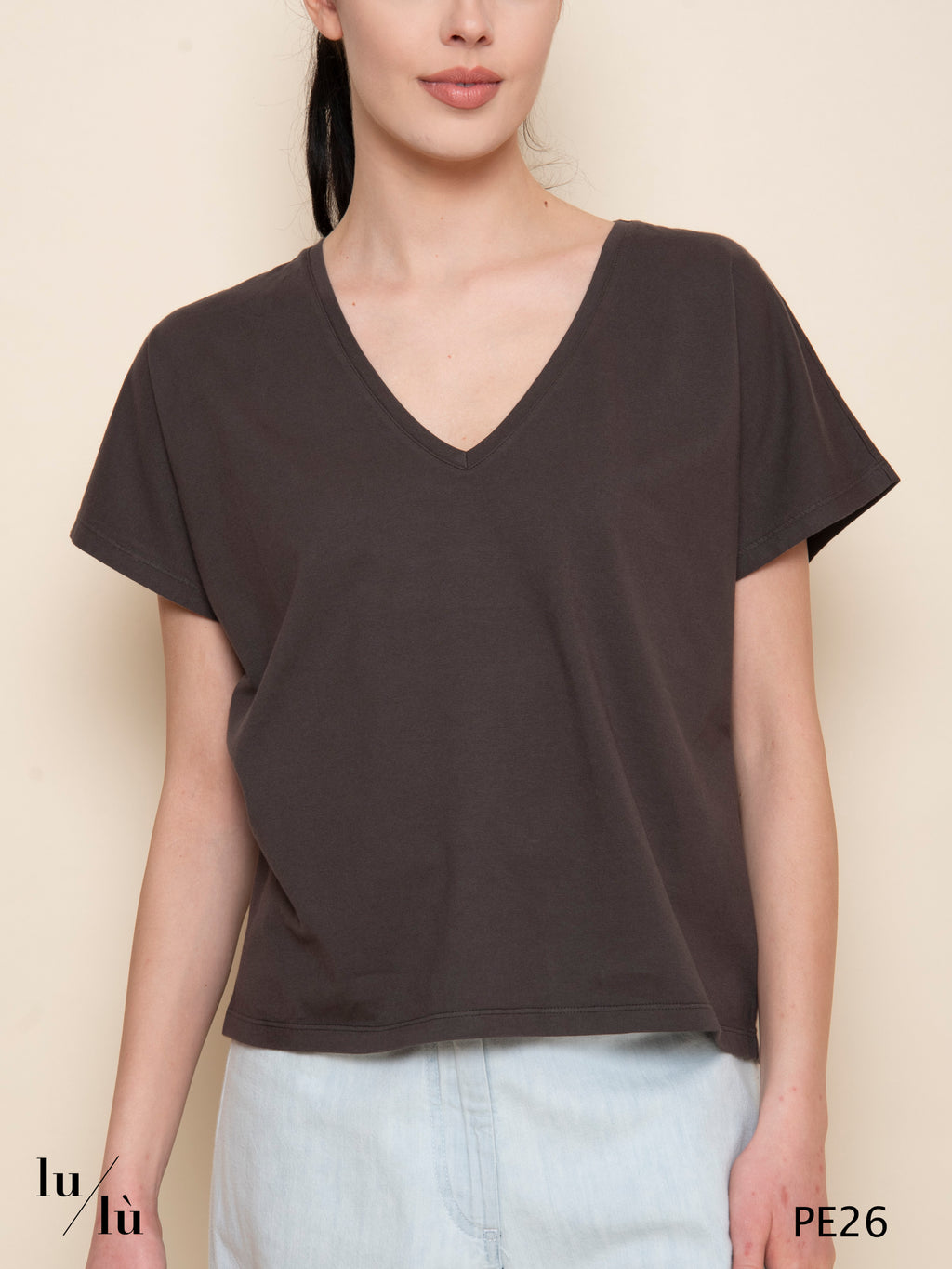Calcedonia - T-shirt in puro cotone con scollo a V