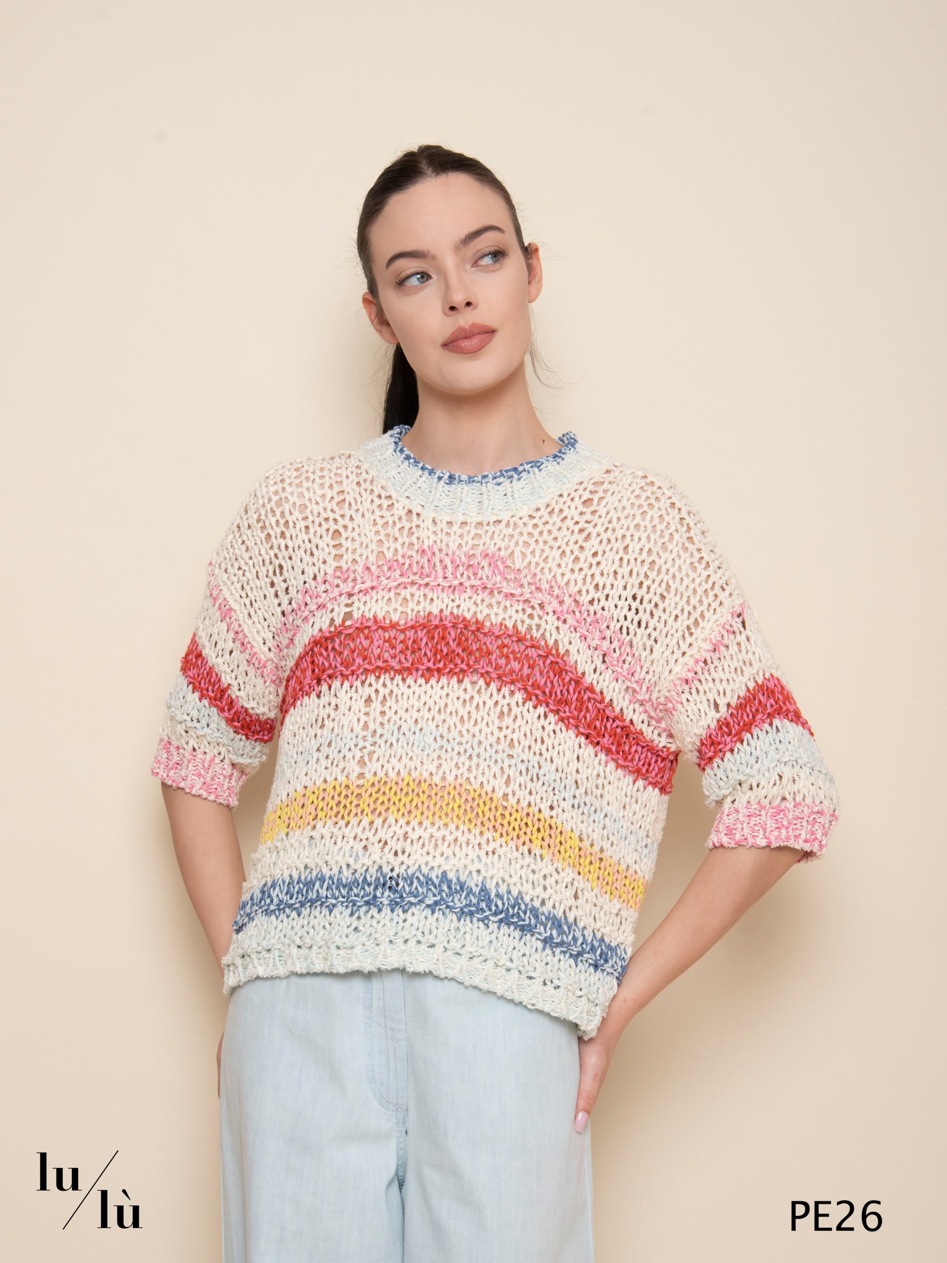 Acquamarina - Maglia donna in cotone a rete