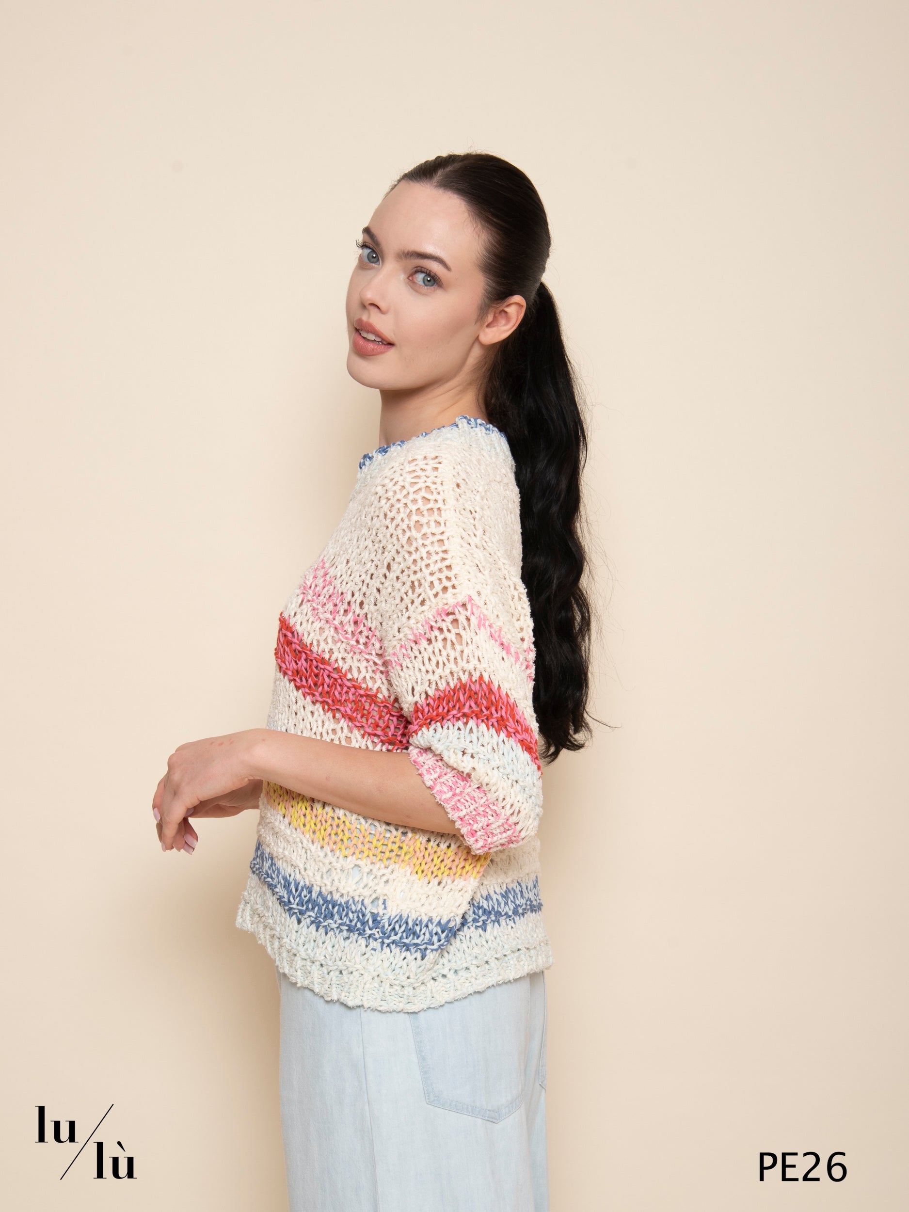 Acquamarina - Maglia donna in cotone a rete