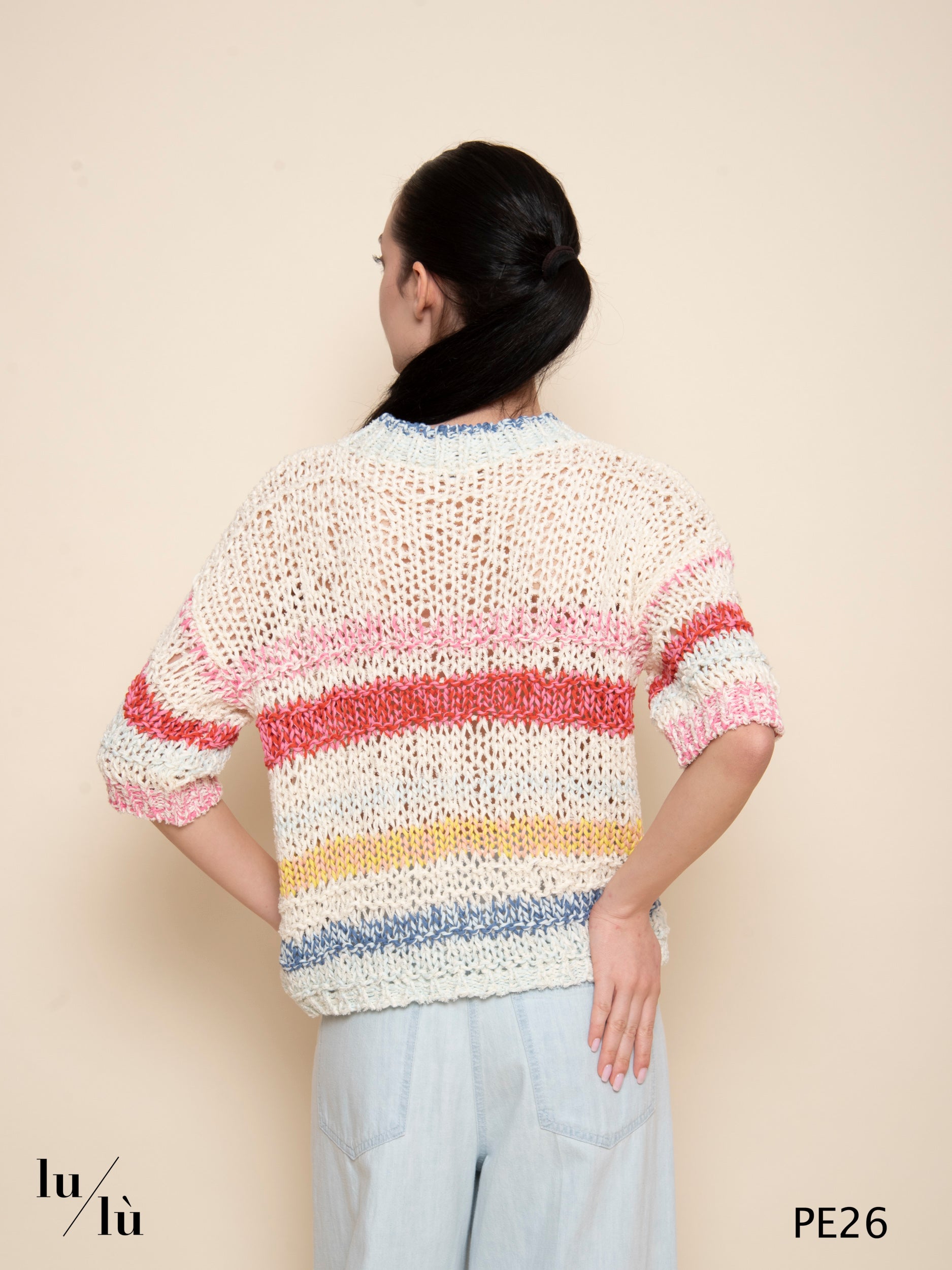 Acquamarina - Maglia donna in cotone a rete