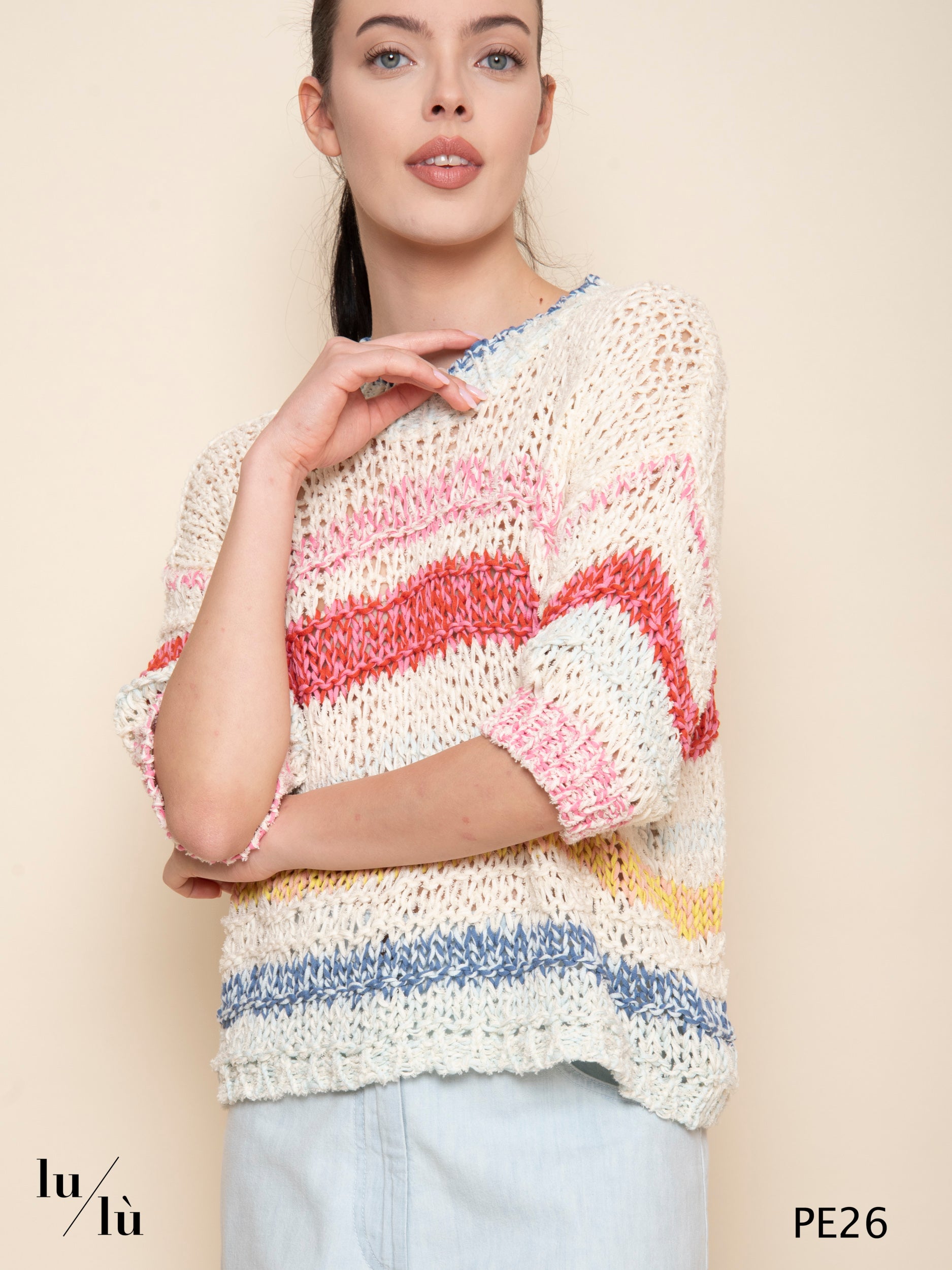 Acquamarina - Maglia donna in cotone a rete