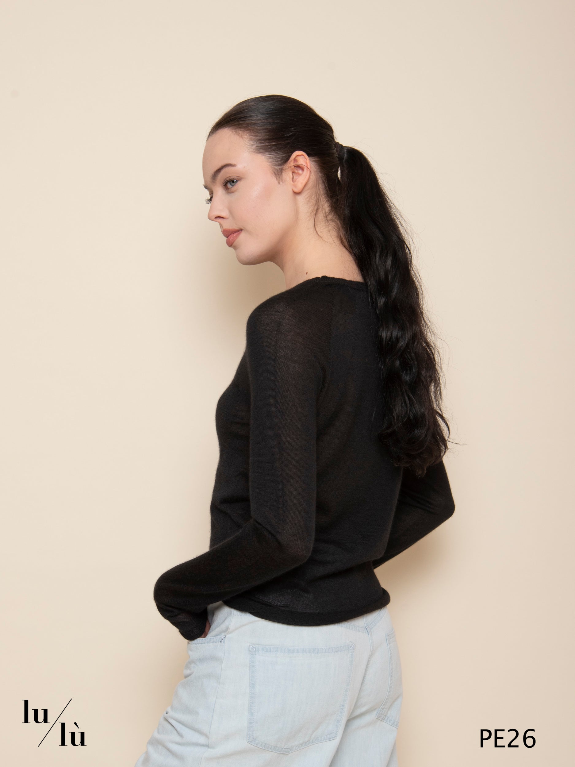 Eliodoro - Maglia donna aderente girocollo in cashmere e seta