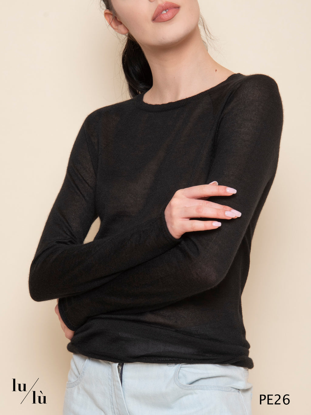 Eliodoro - Maglia donna aderente girocollo in cashmere e seta