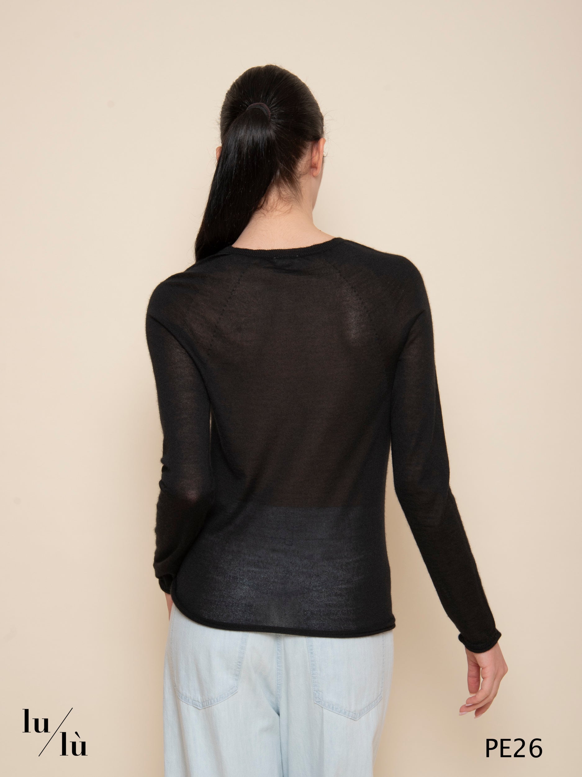 Eliodoro - Maglia donna aderente girocollo in cashmere e seta