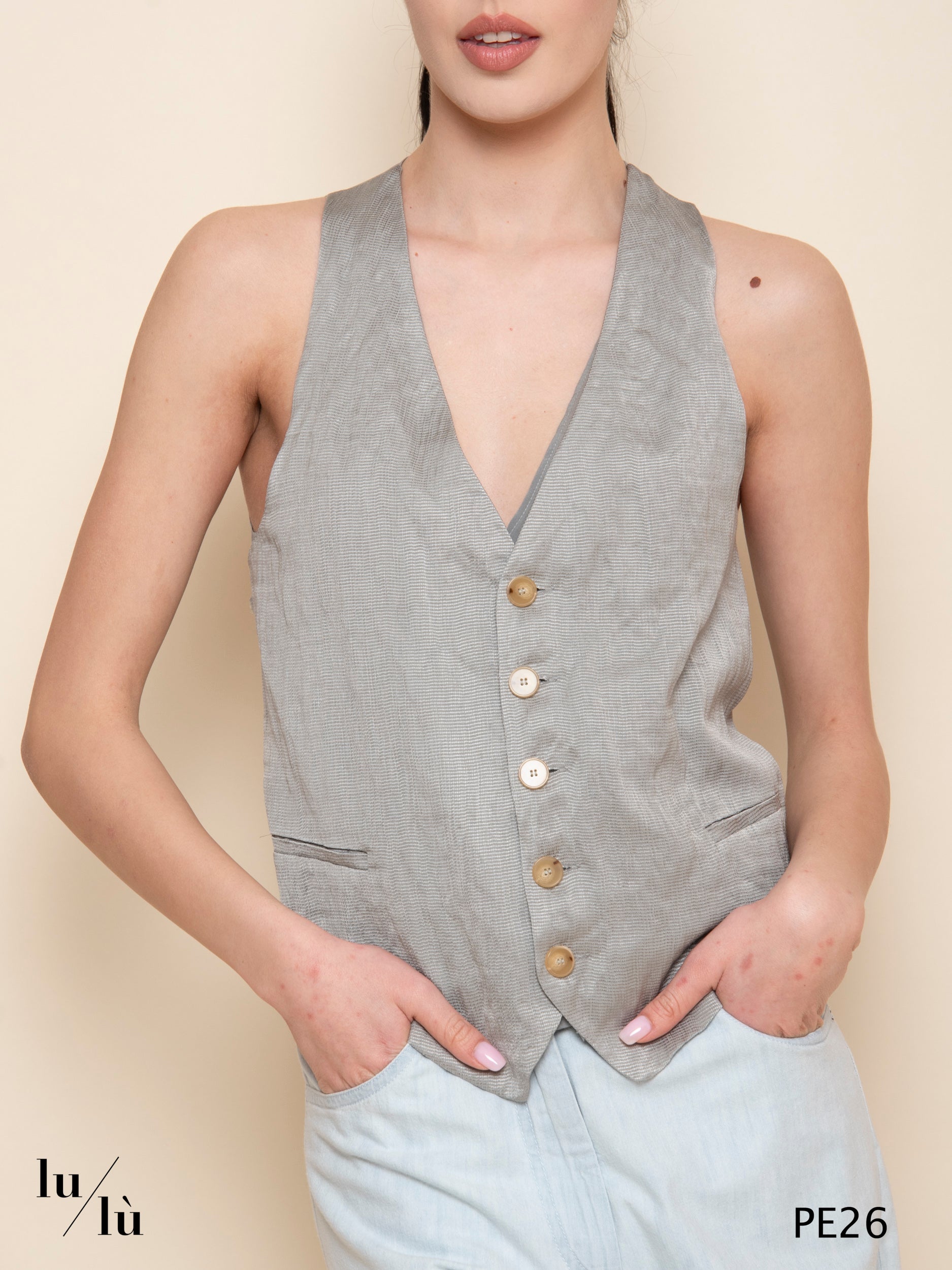 Corindone - Gilet donna elegante in viscosa, metallo e seta