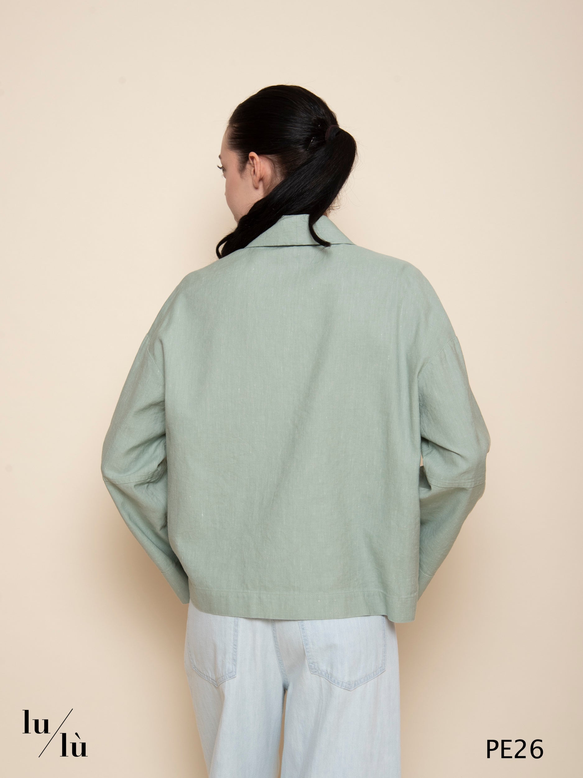 Granato - Giacca kimono in cotone e lino con chiusura a lacci